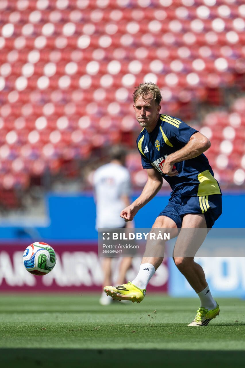 Herman Johansson of the Swedish national football team at a