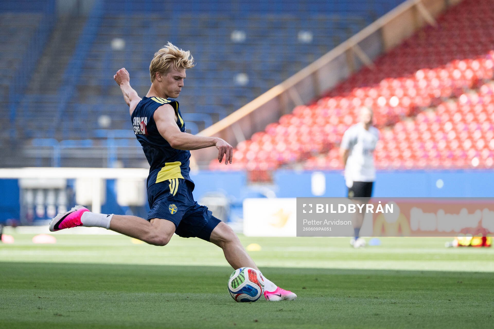 Lucas Bergvall of the Swedish national football team at a