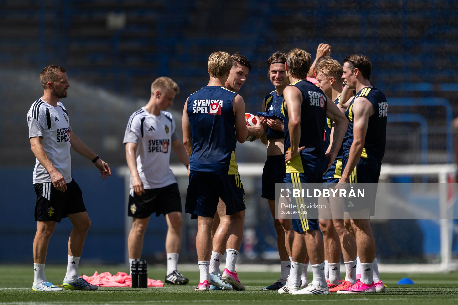 Players of the Swedish national football team at a training