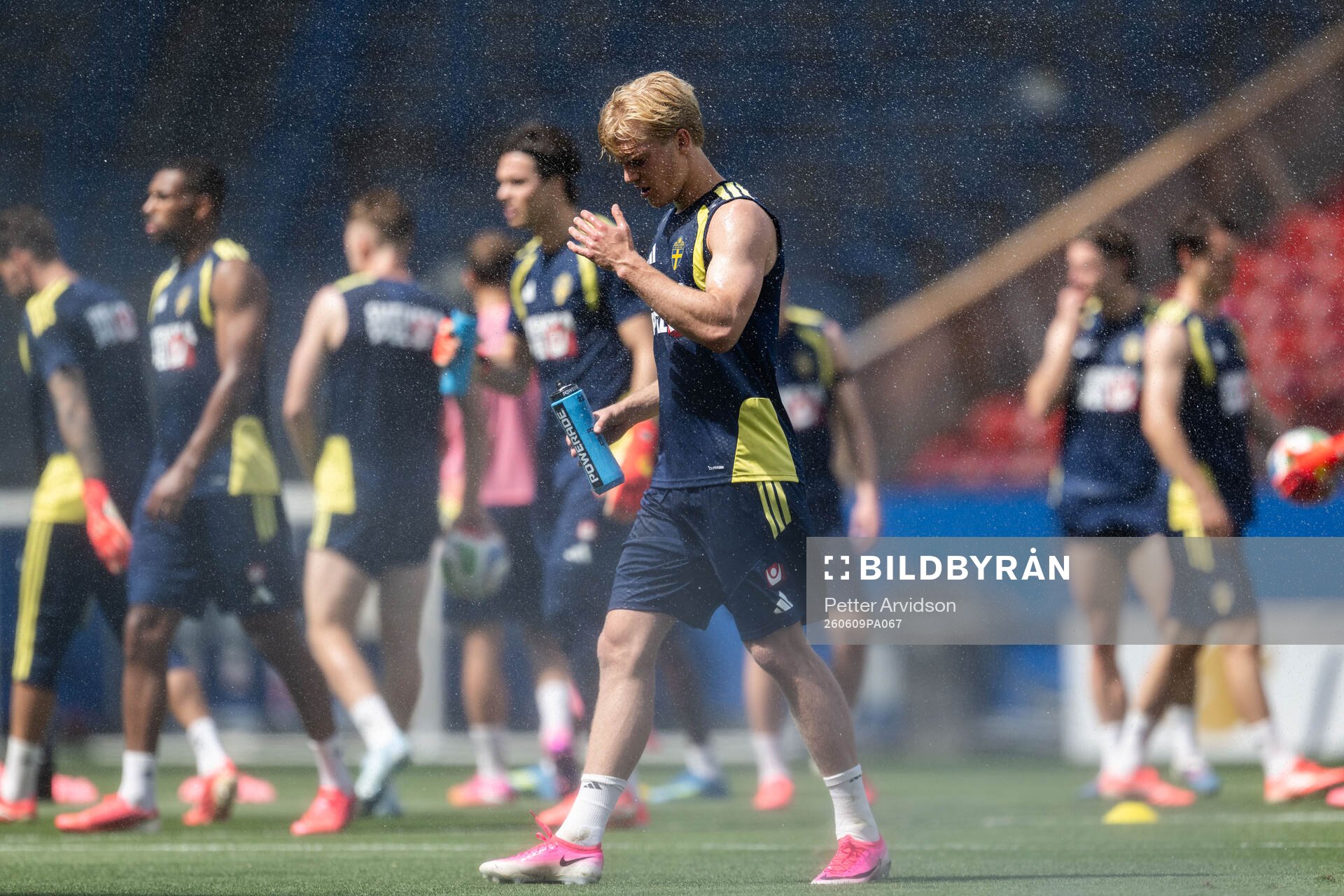 Lucas Bergvall of the Swedish national football team at a