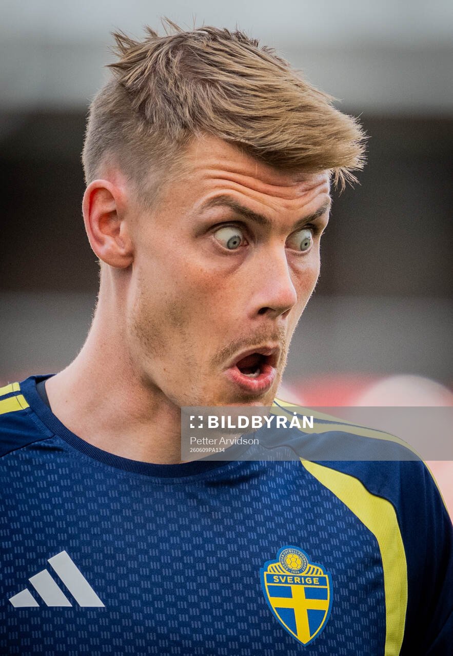 Eric Smith of the Swedish national football team at a