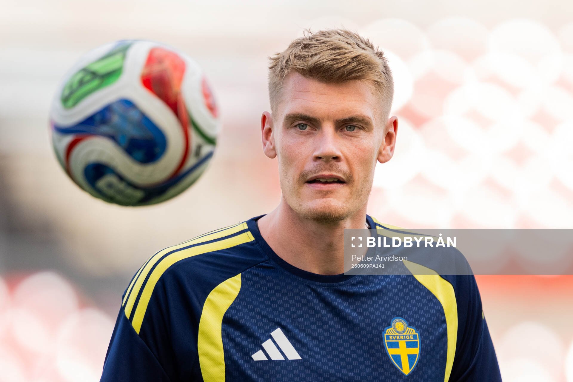 Eric Smith of the Swedish national football team at a