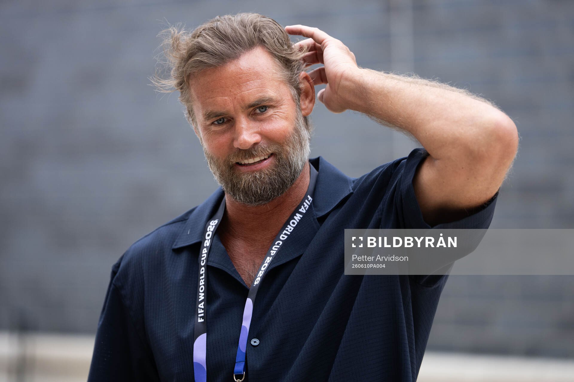 Olof Mellberg of SVT arrives at a training session