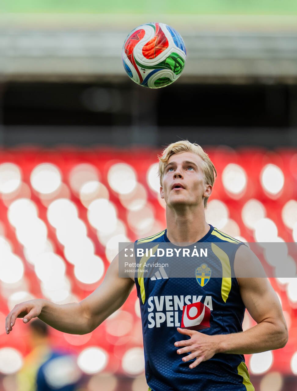 Lucas Bergvall of the Swedish national football team at a