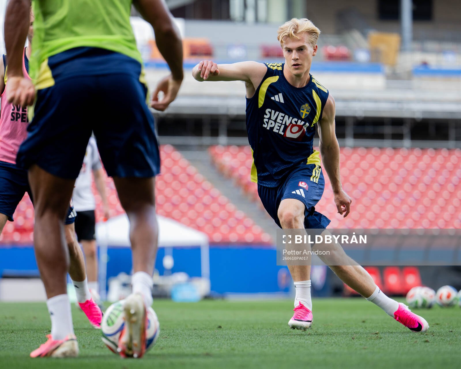 Lucas Bergvall of the Swedish national football team at a