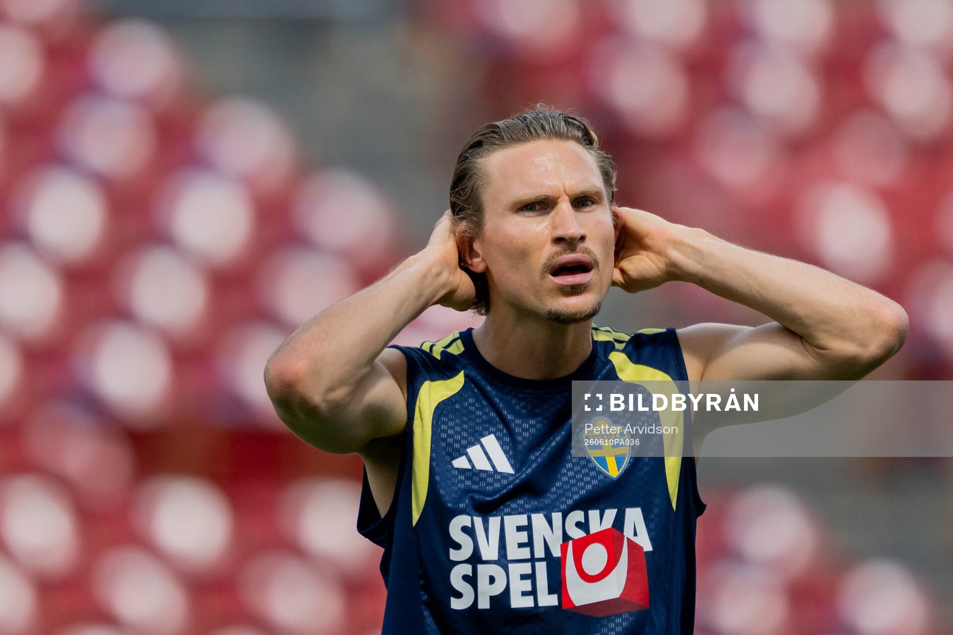 Carl Starfelt of the Swedish national football team at a