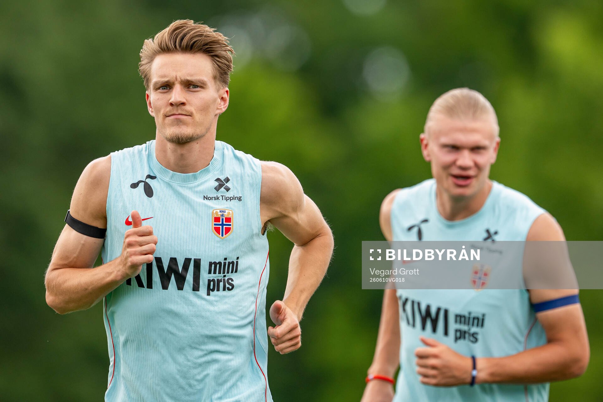 Martin Ødegaard and Erling Braut Haaland of the Norwegian