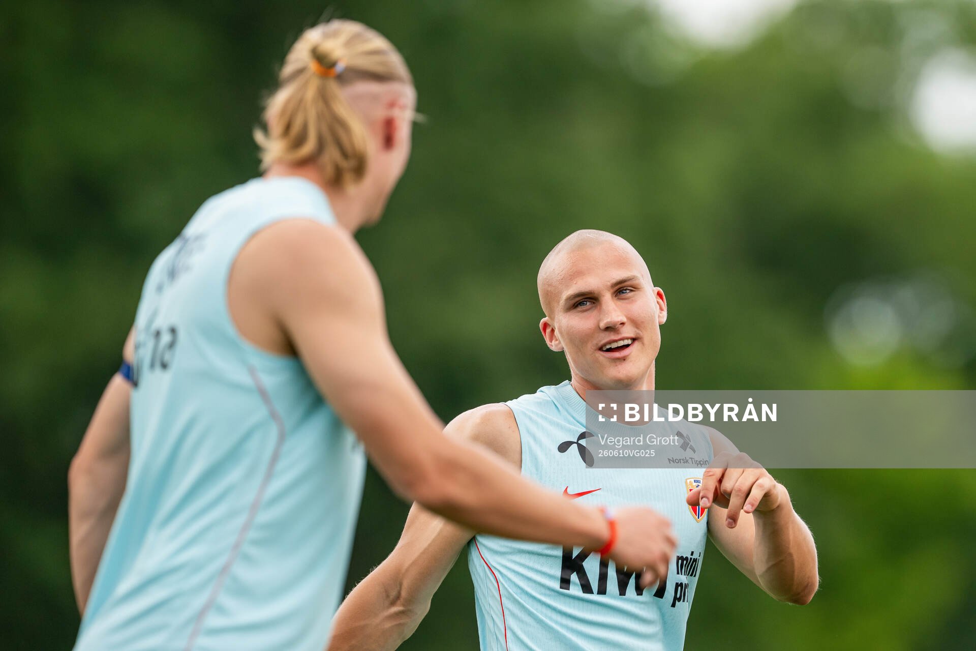 Erling Braut Haaland and Leo Østigård of the Norwegian