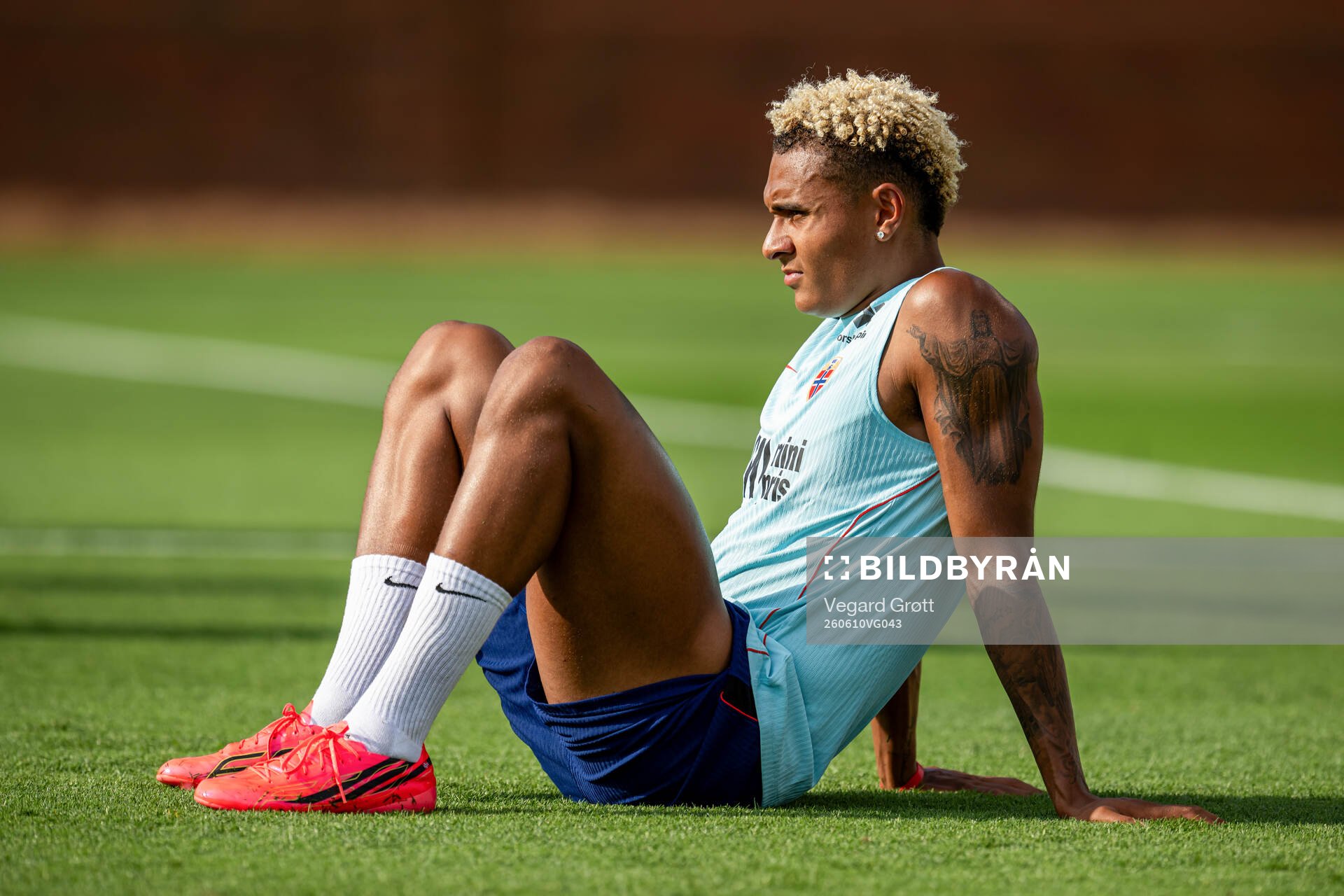 Antonio Nusa of the Norwegian national football team at an