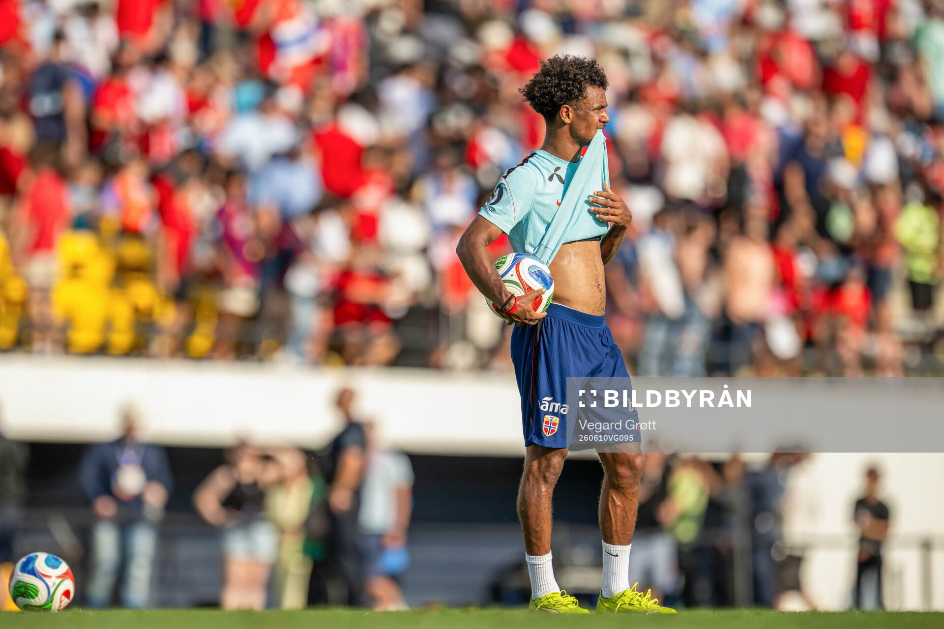 Oscar Bobb of the Norwegian national football team at an
