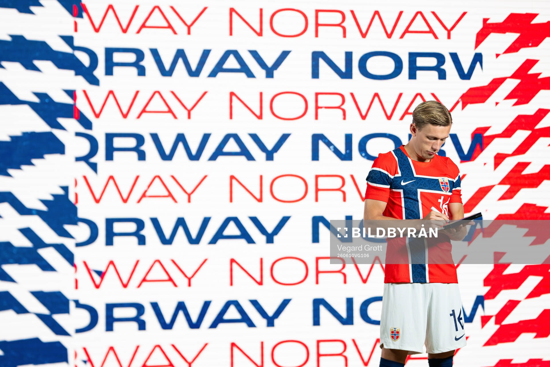 of the Norwegian national football team at a media day