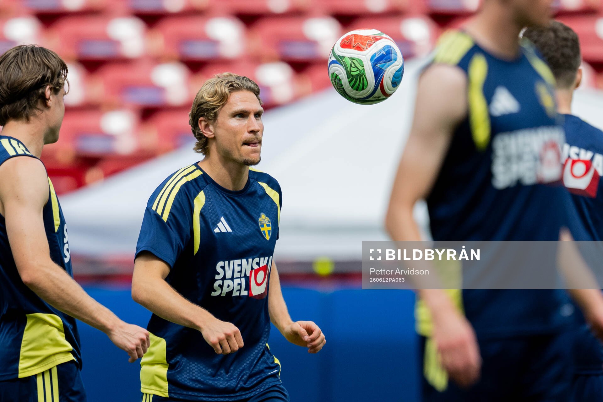 Carl Starfelt of the Swedish national football team at a