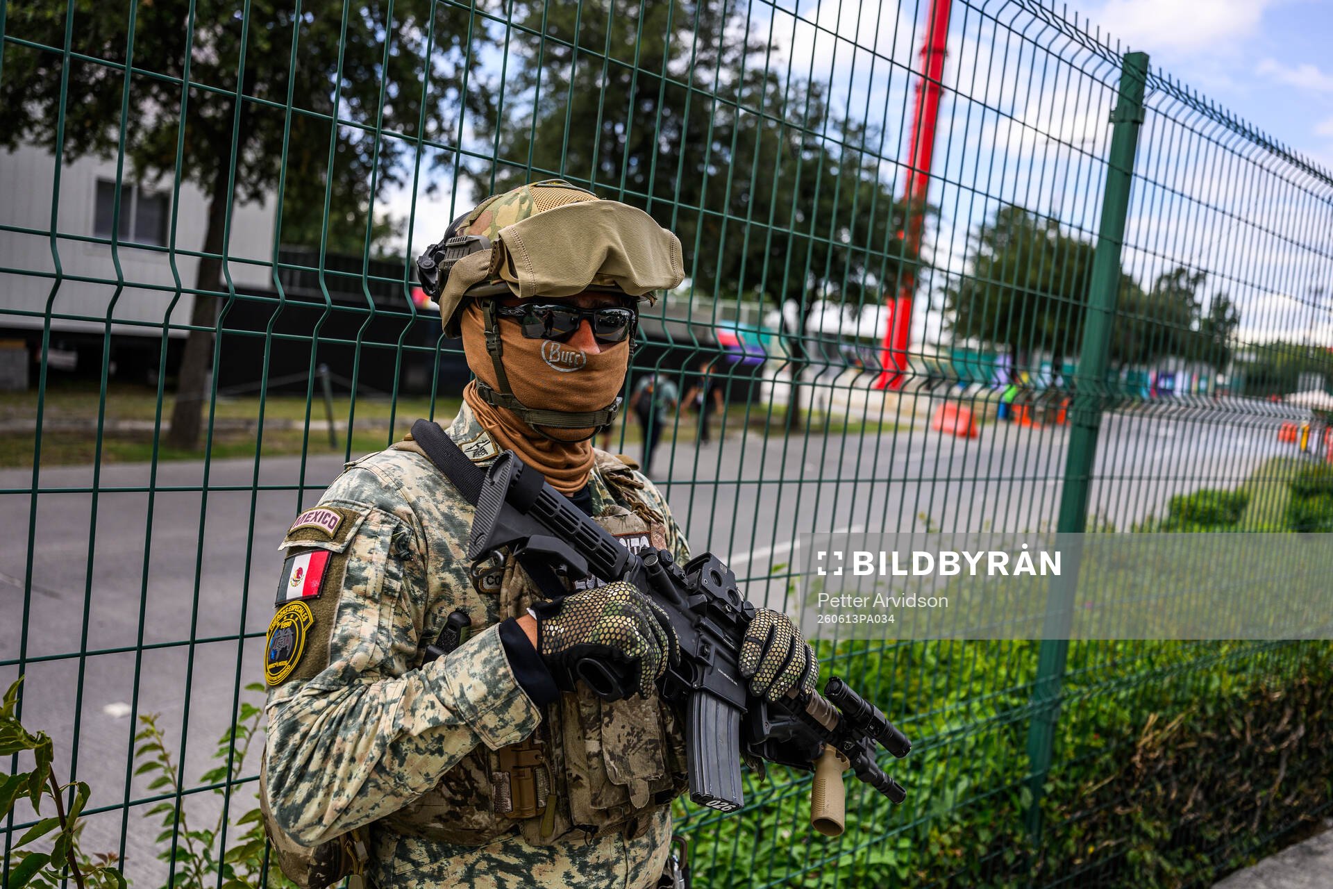 Military personnel outside Estadio Monterrey