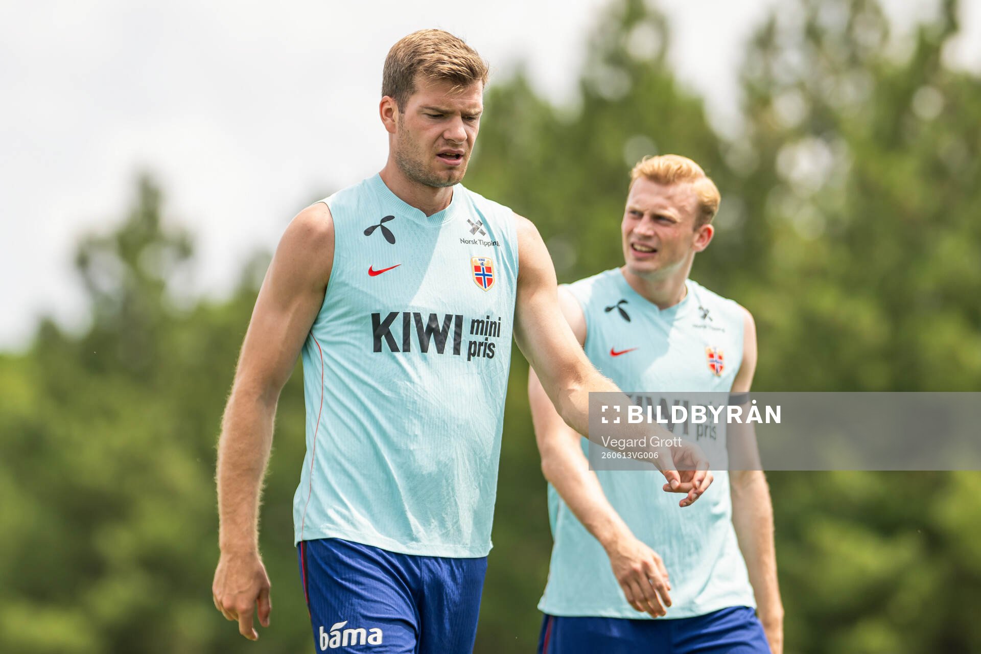 Alexander Sørloth and Sondre Langås of the Norwegian