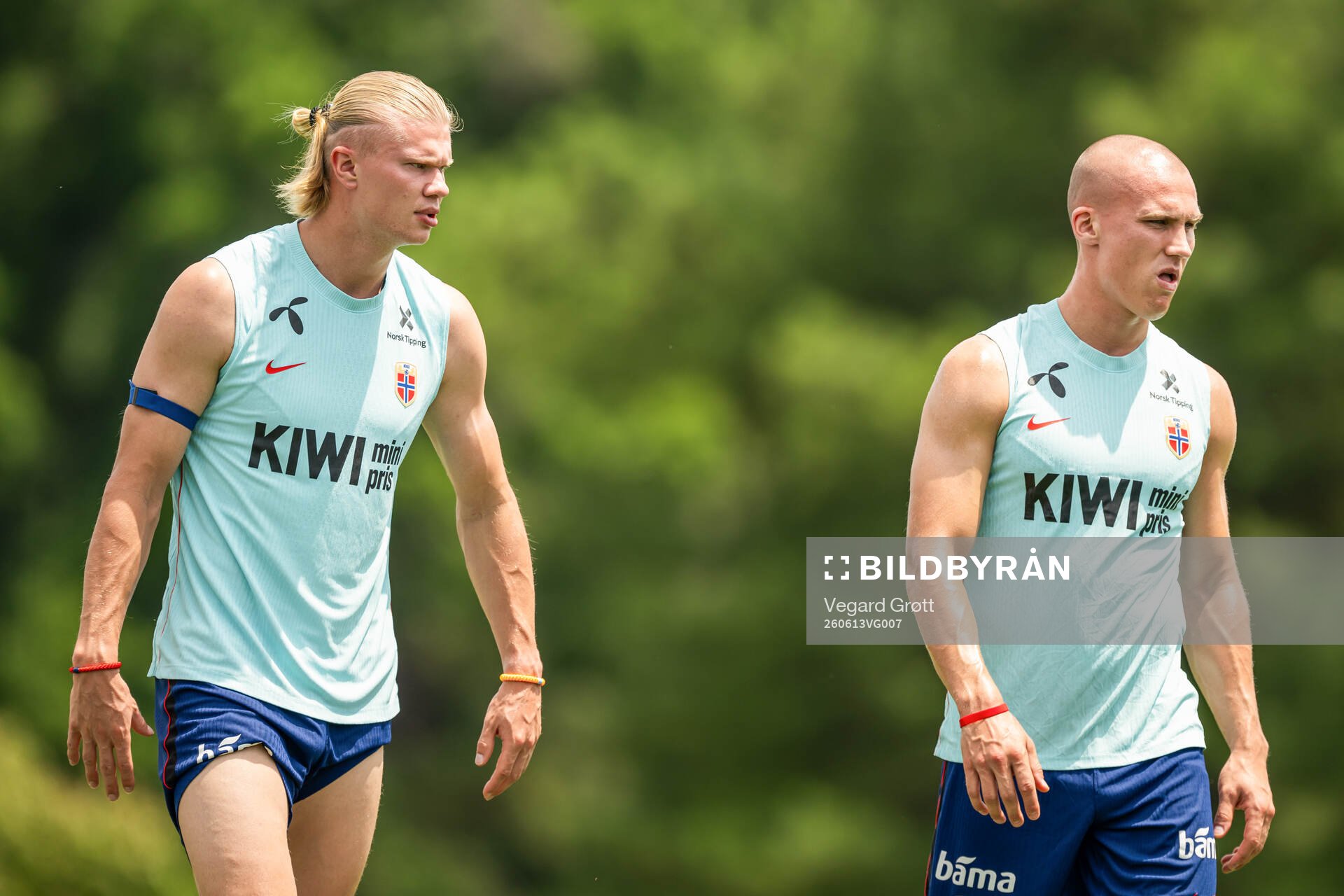 Erling Braut Haaland and Leo Østigård of the Norwegian