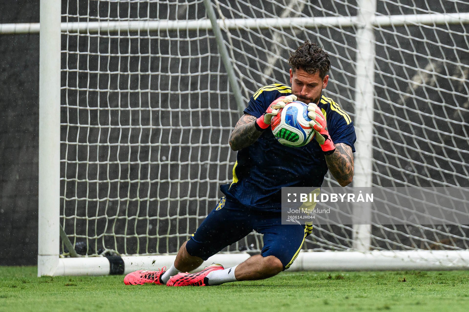 Goalkeeper Kristoffer Nordfeldt of the Swedish national