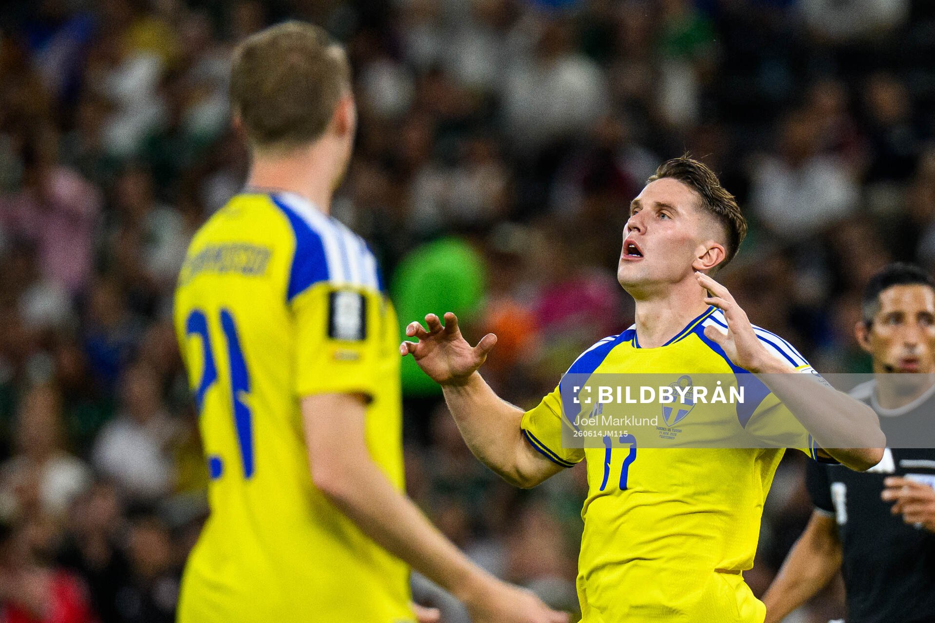 Viktor Gyökeres of Sweden reacts