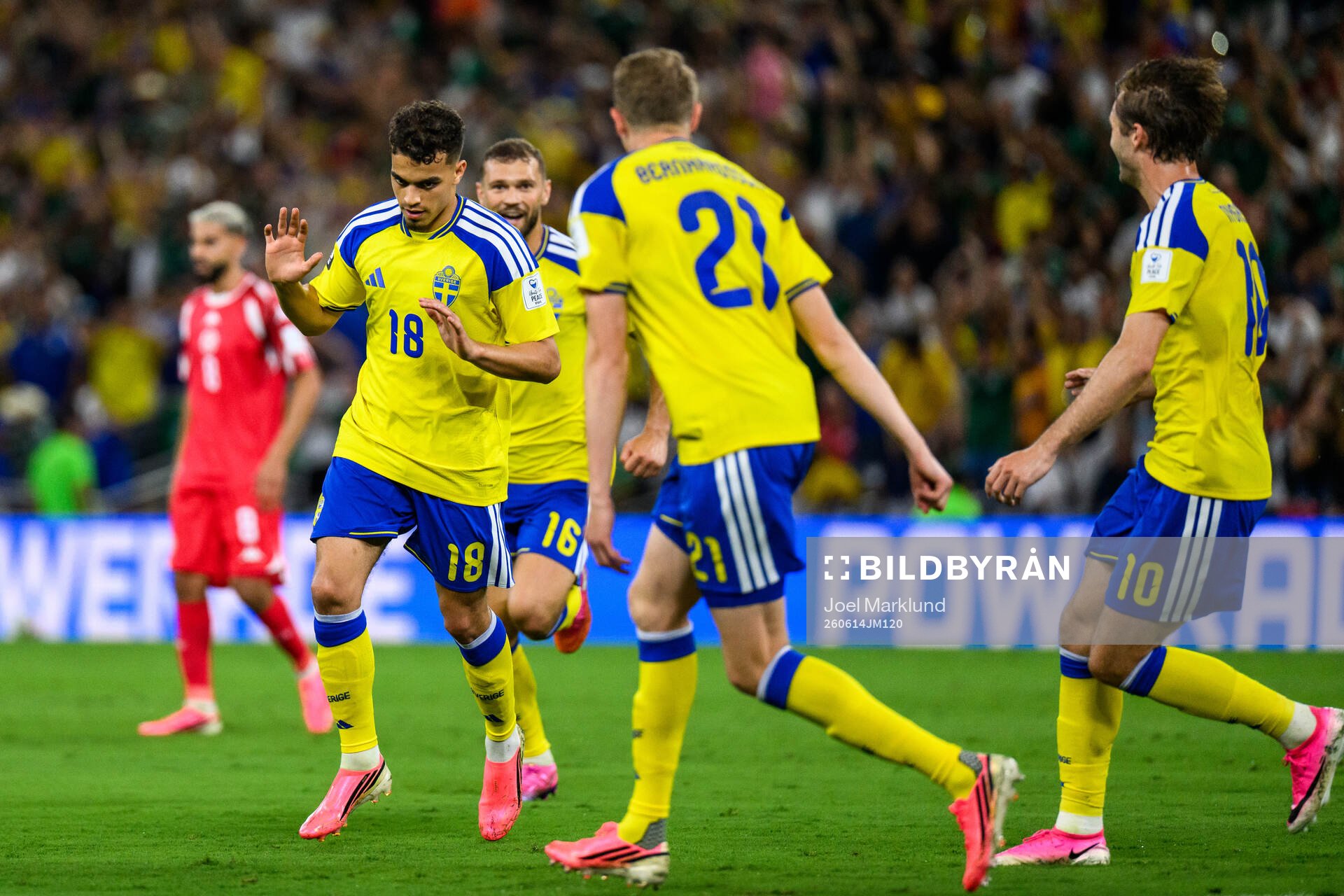 Yasin Ayari of Sweden celebrates