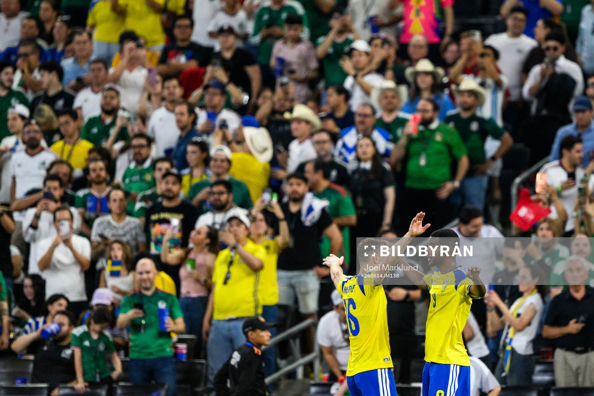 Jesper Karlström and Alexander Isak of Sweden celebrate