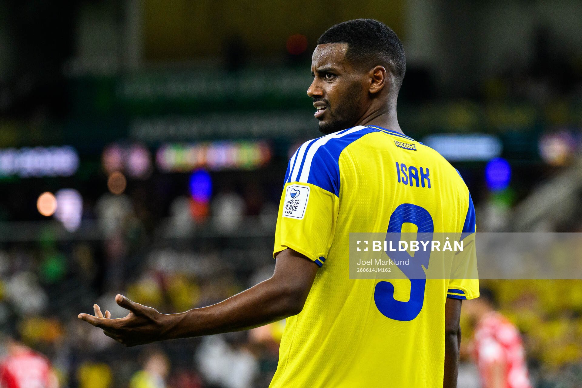 Alexander Isak of Sweden reactes