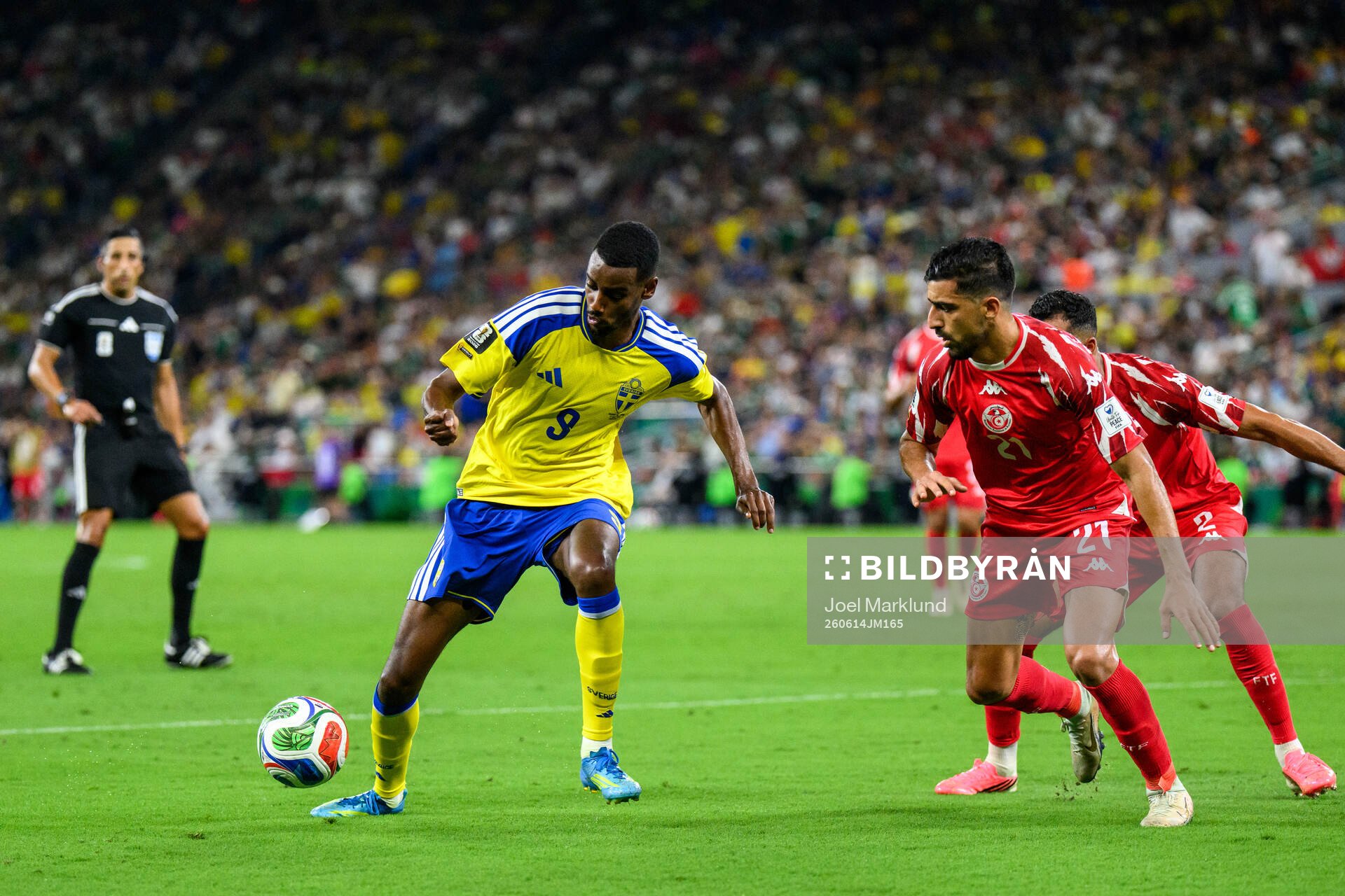 Alexander Isak of Sweden and Mohamed Amine Ben Hmida of