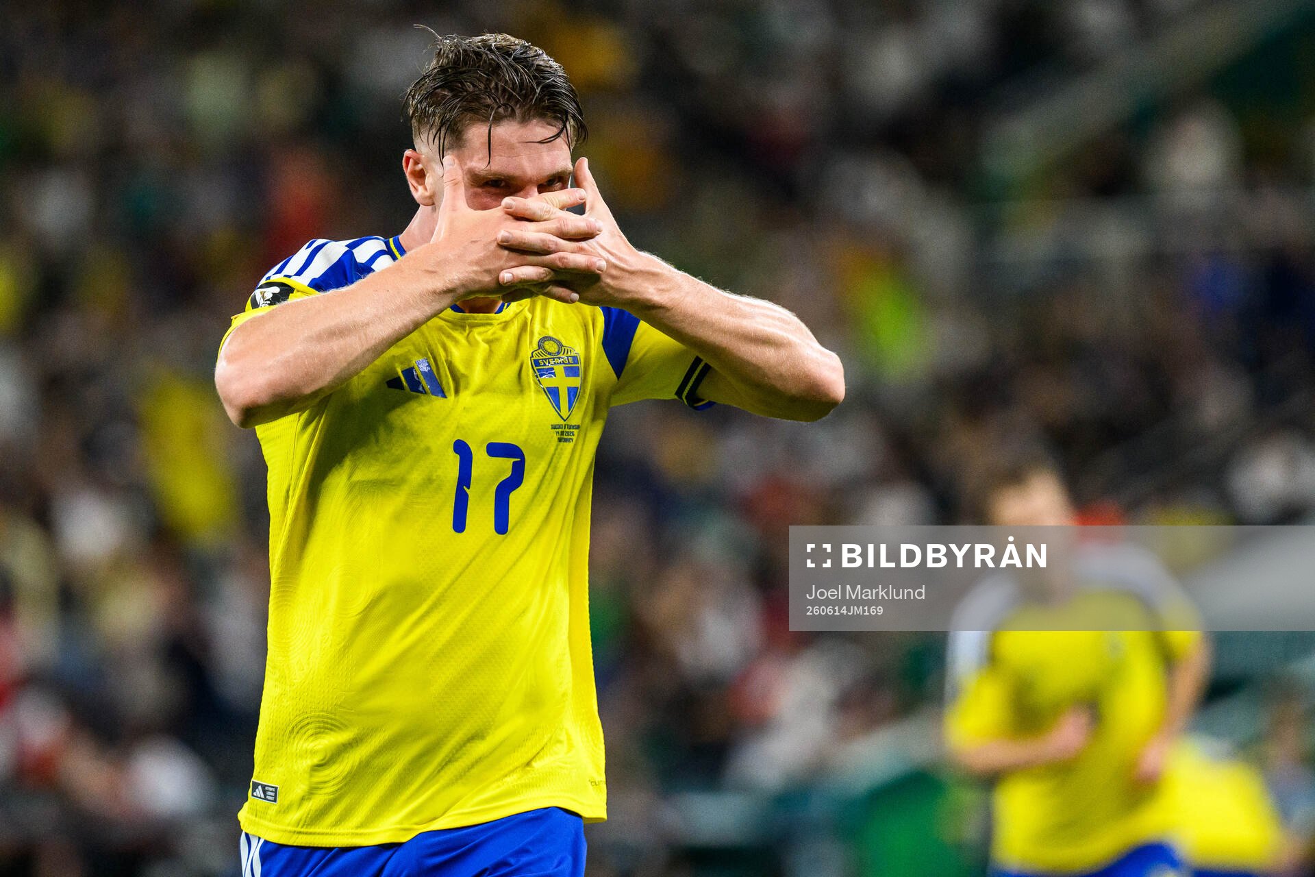 Viktor Gyökeres of Sweden celebrates