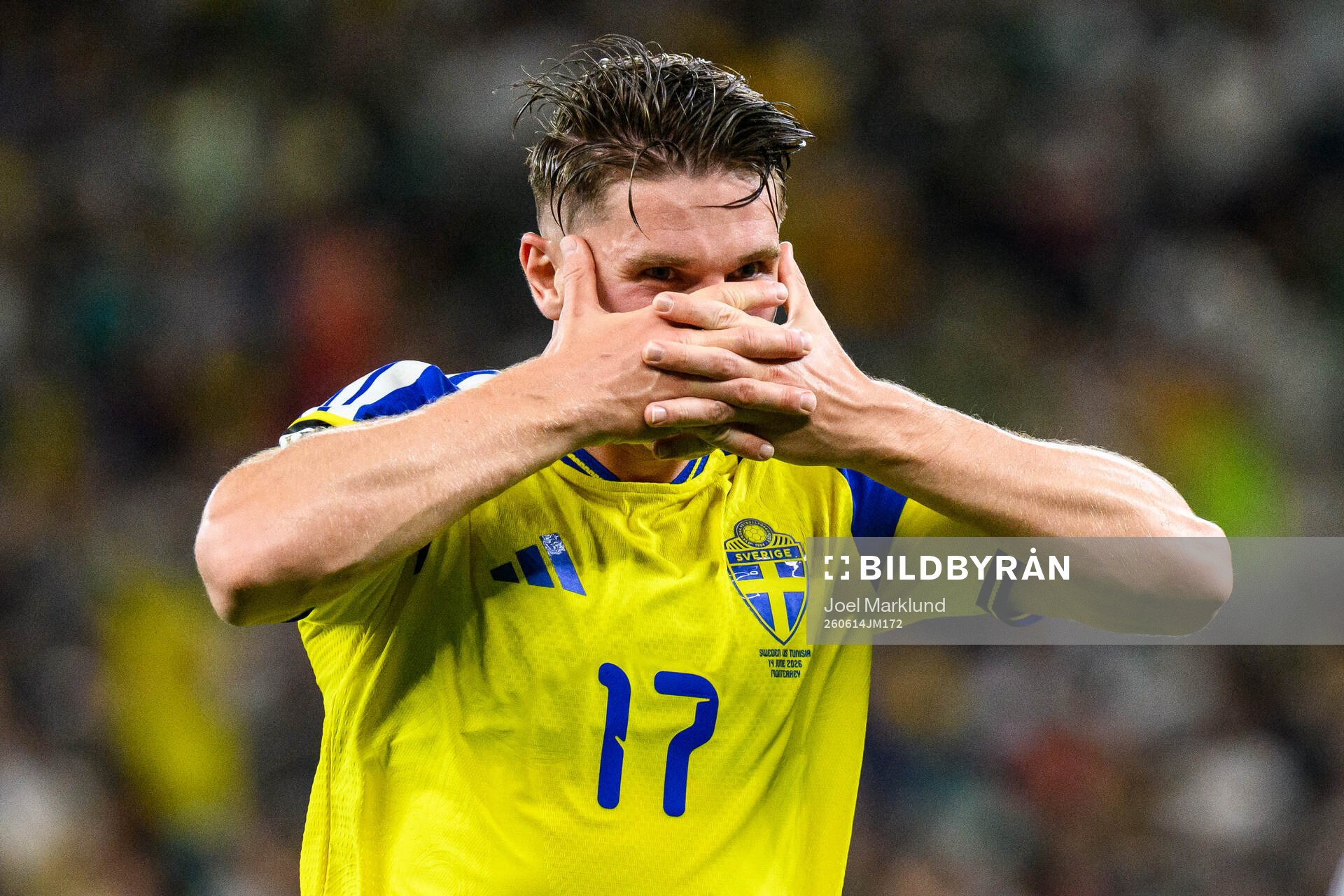 Viktor Gyökeres of Sweden celebrates