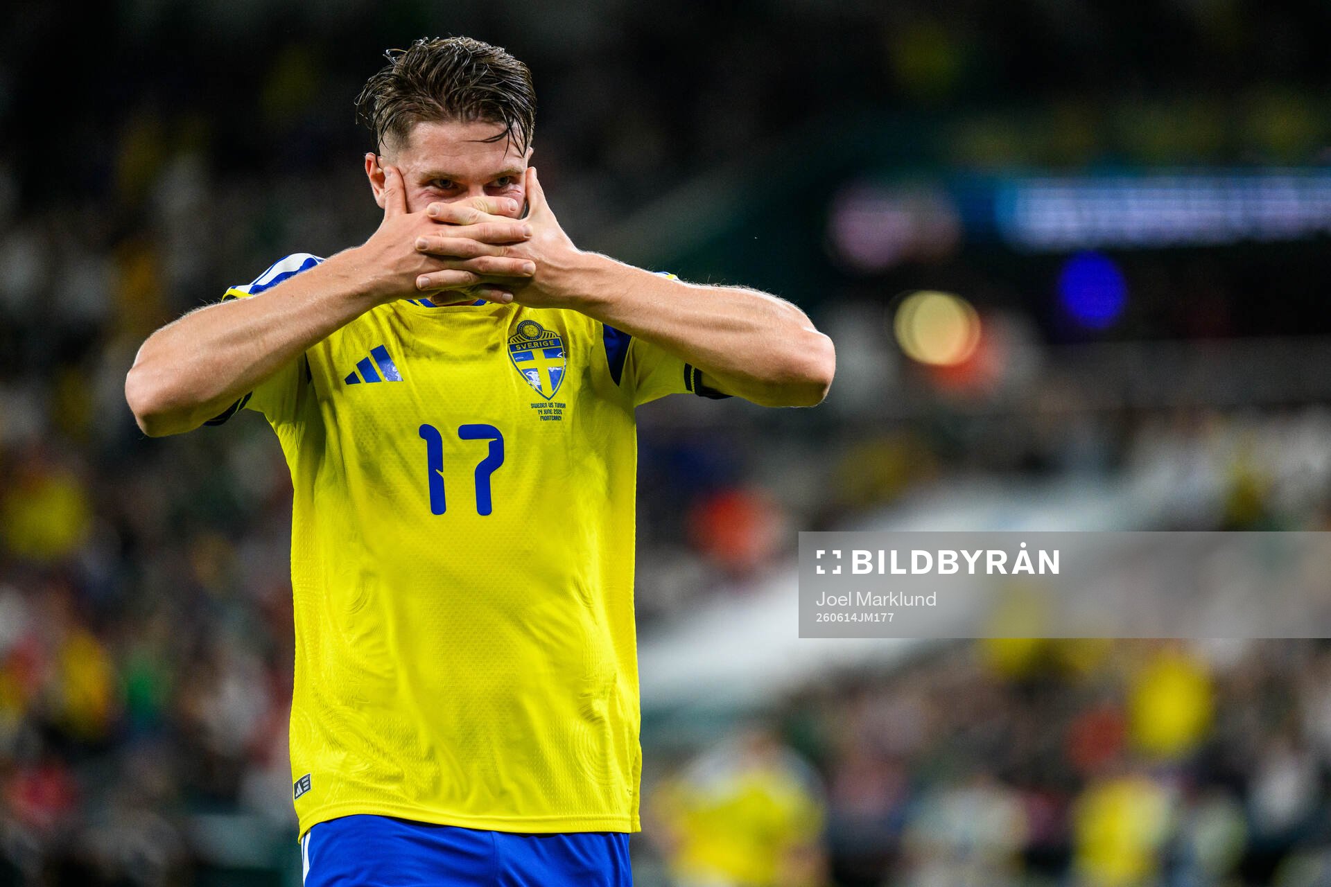 Viktor Gyökeres of Sweden celebrates