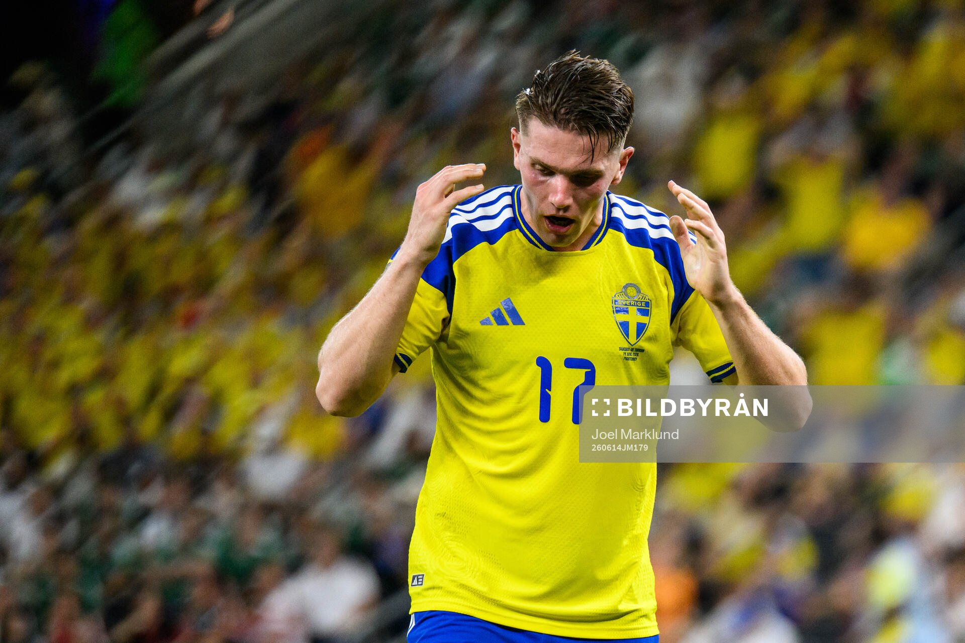 Viktor Gyökeres of Sweden reacts
