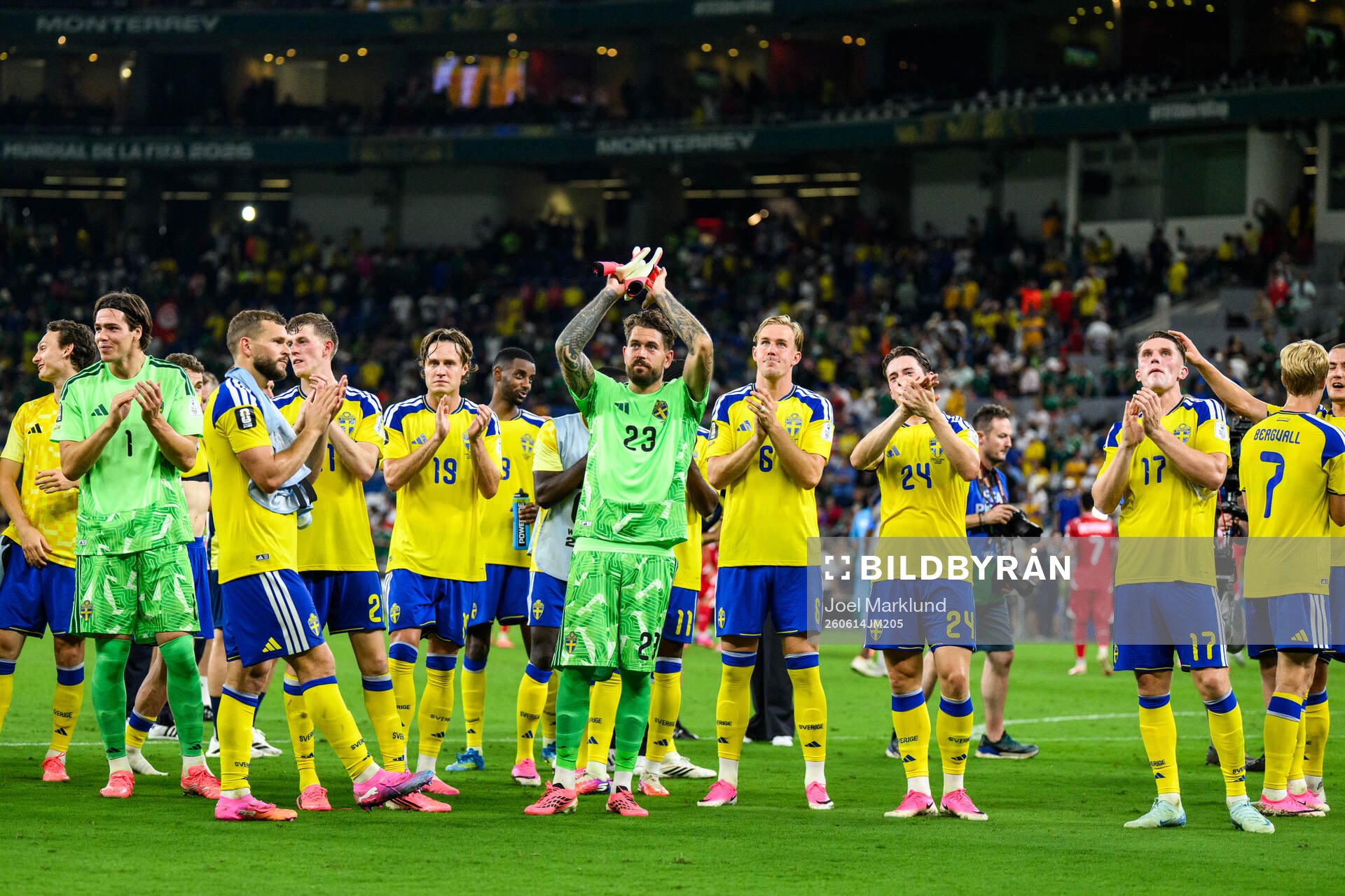 goalkeeper Kristoffer Nordfeldt of Sweden celebrates