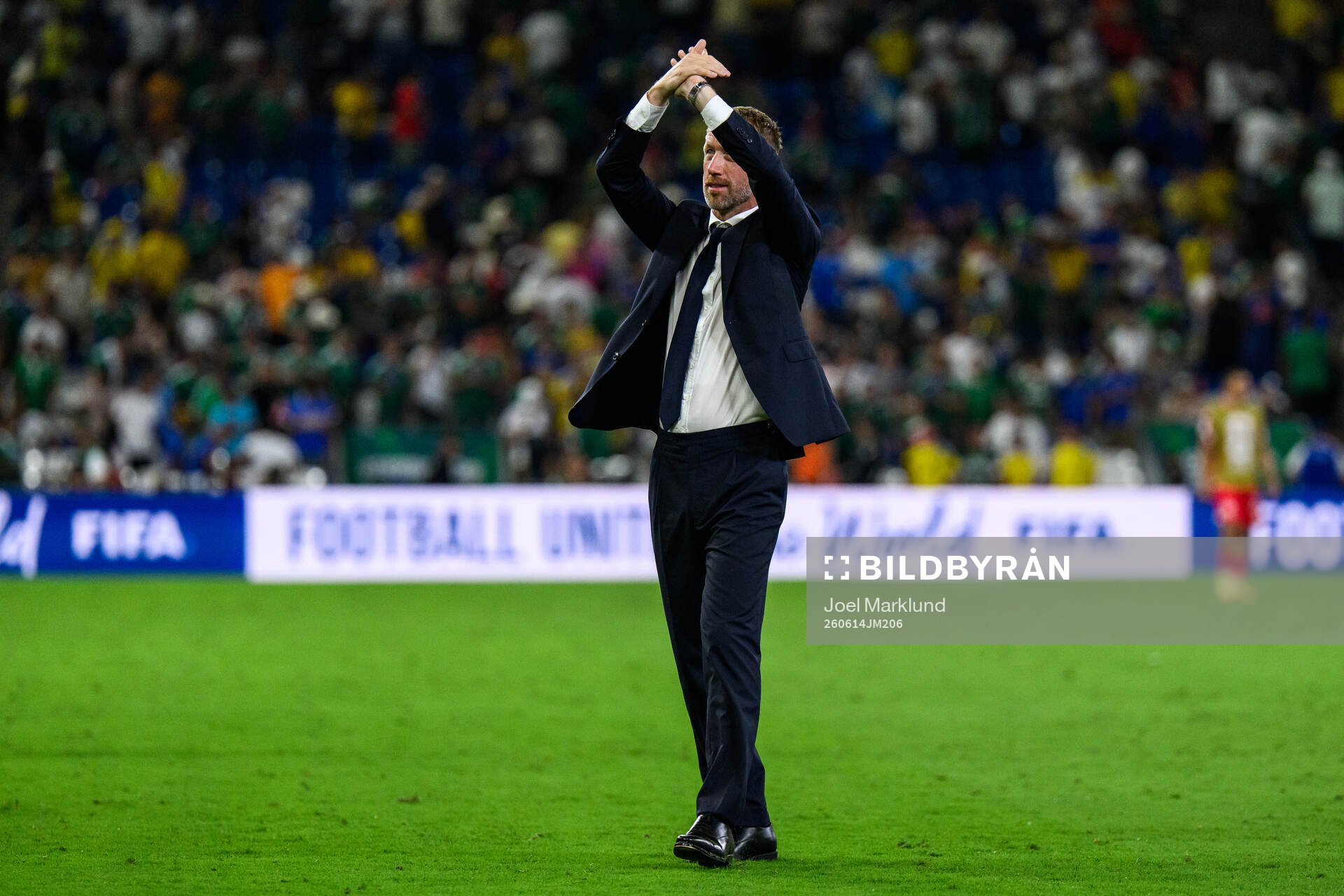 Head coach Graham Potter of Sweden celebrates