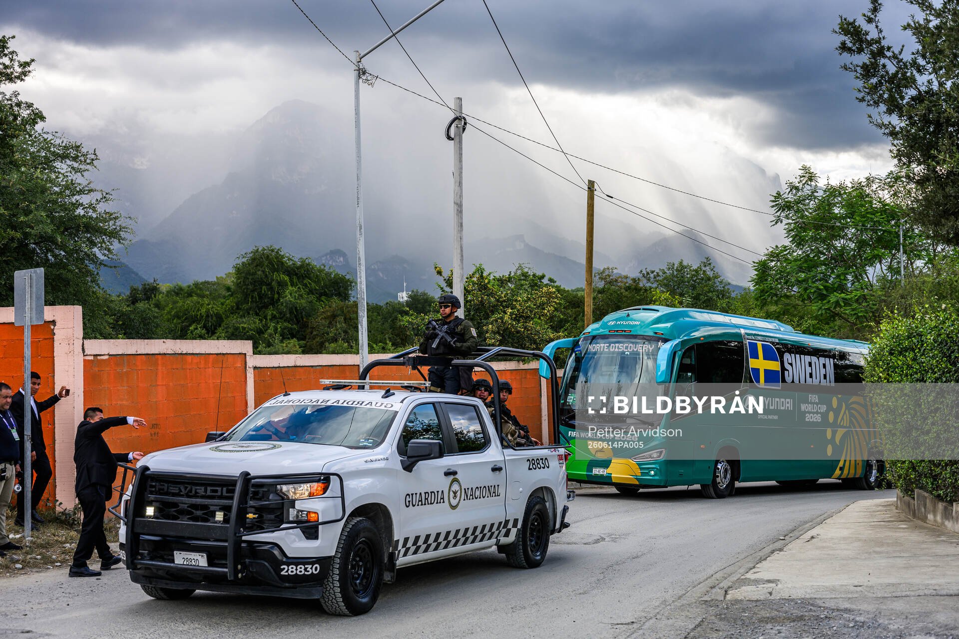 The Swedish national football team players bus with