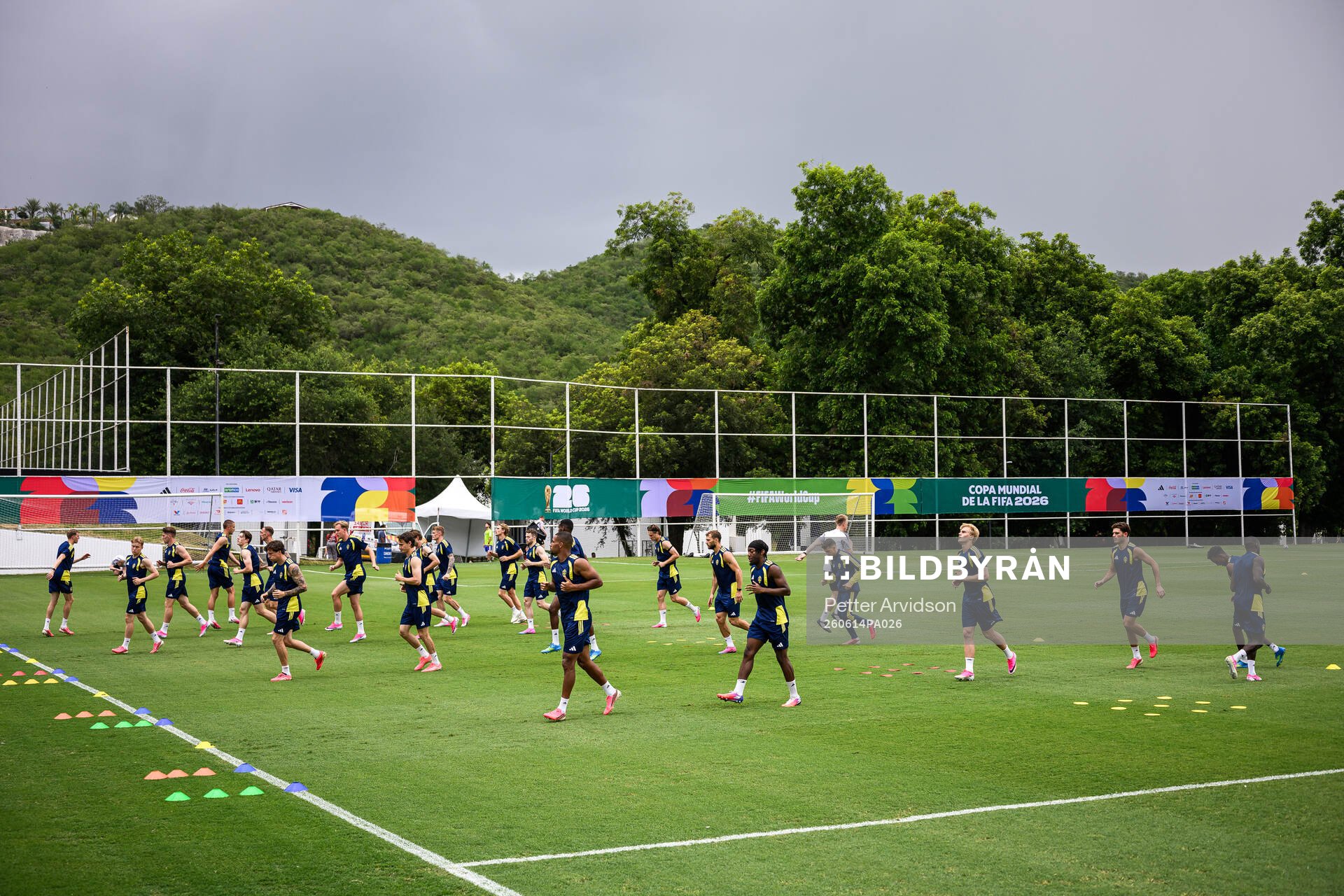 Players of the Swedish national football team at a training
