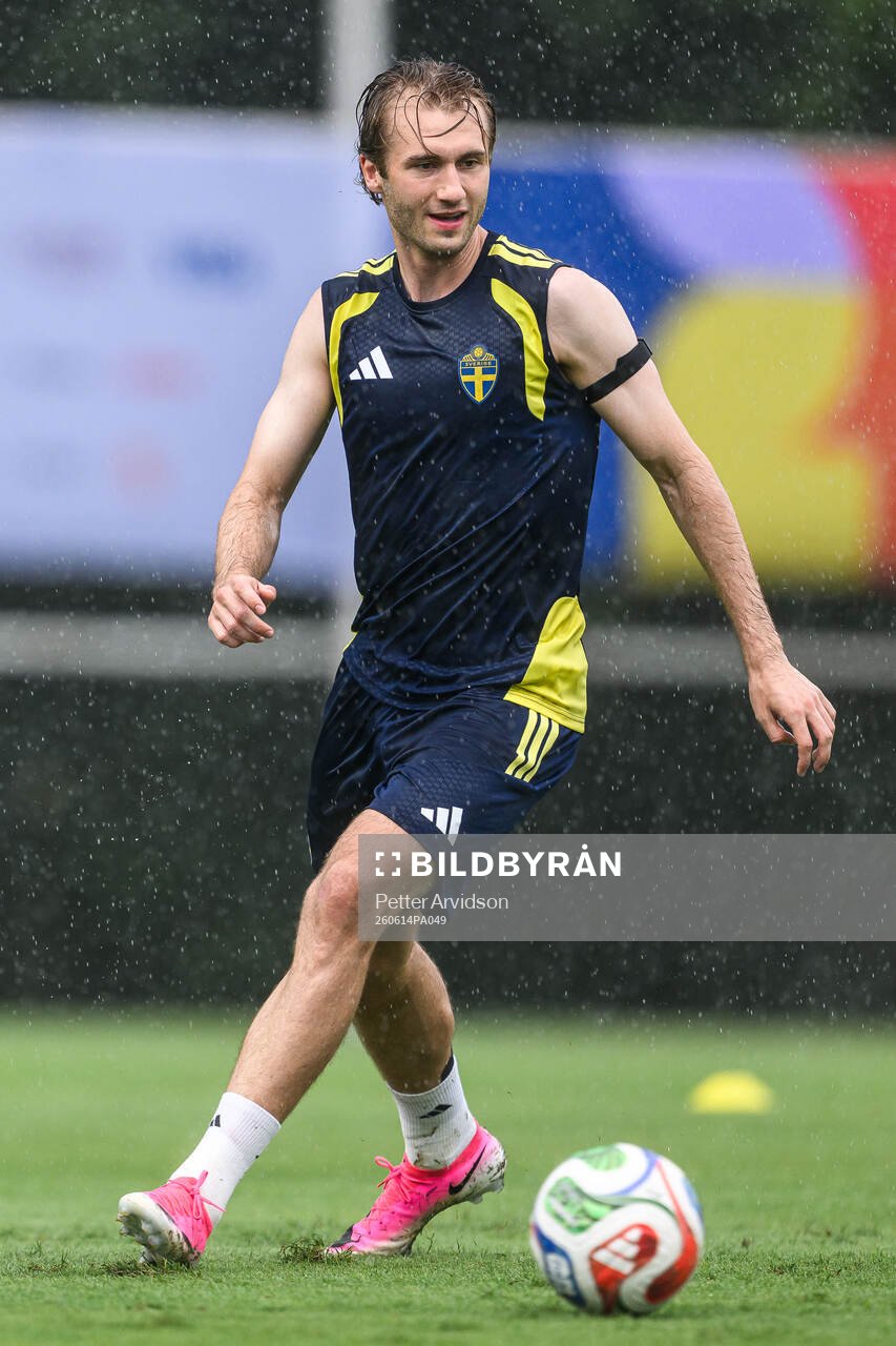 Benjamin Nygren of the Swedish national football team at a