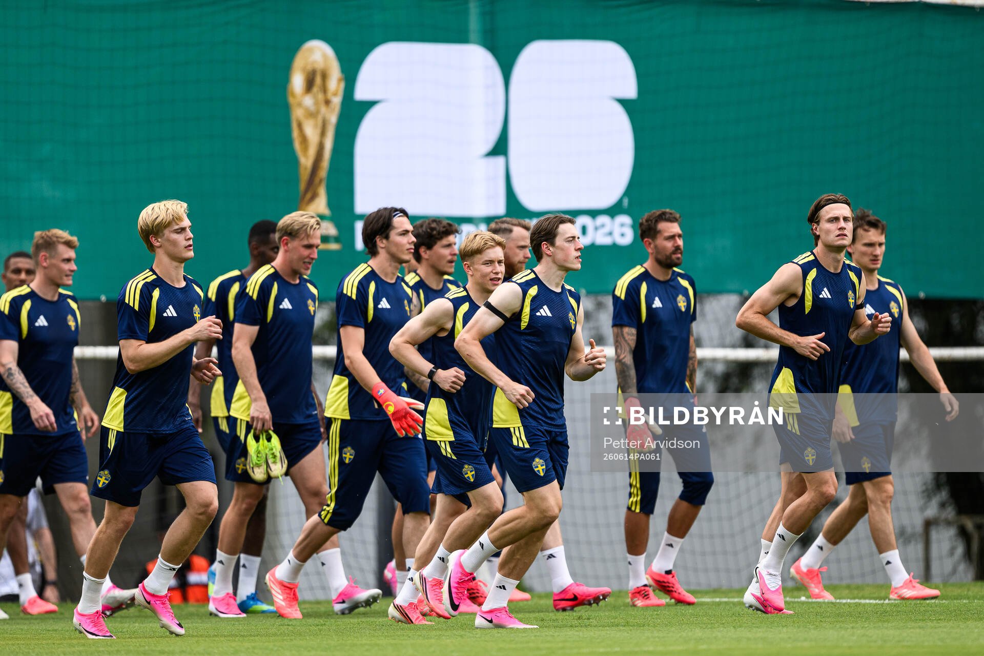 Players of the Swedish national football team at a training