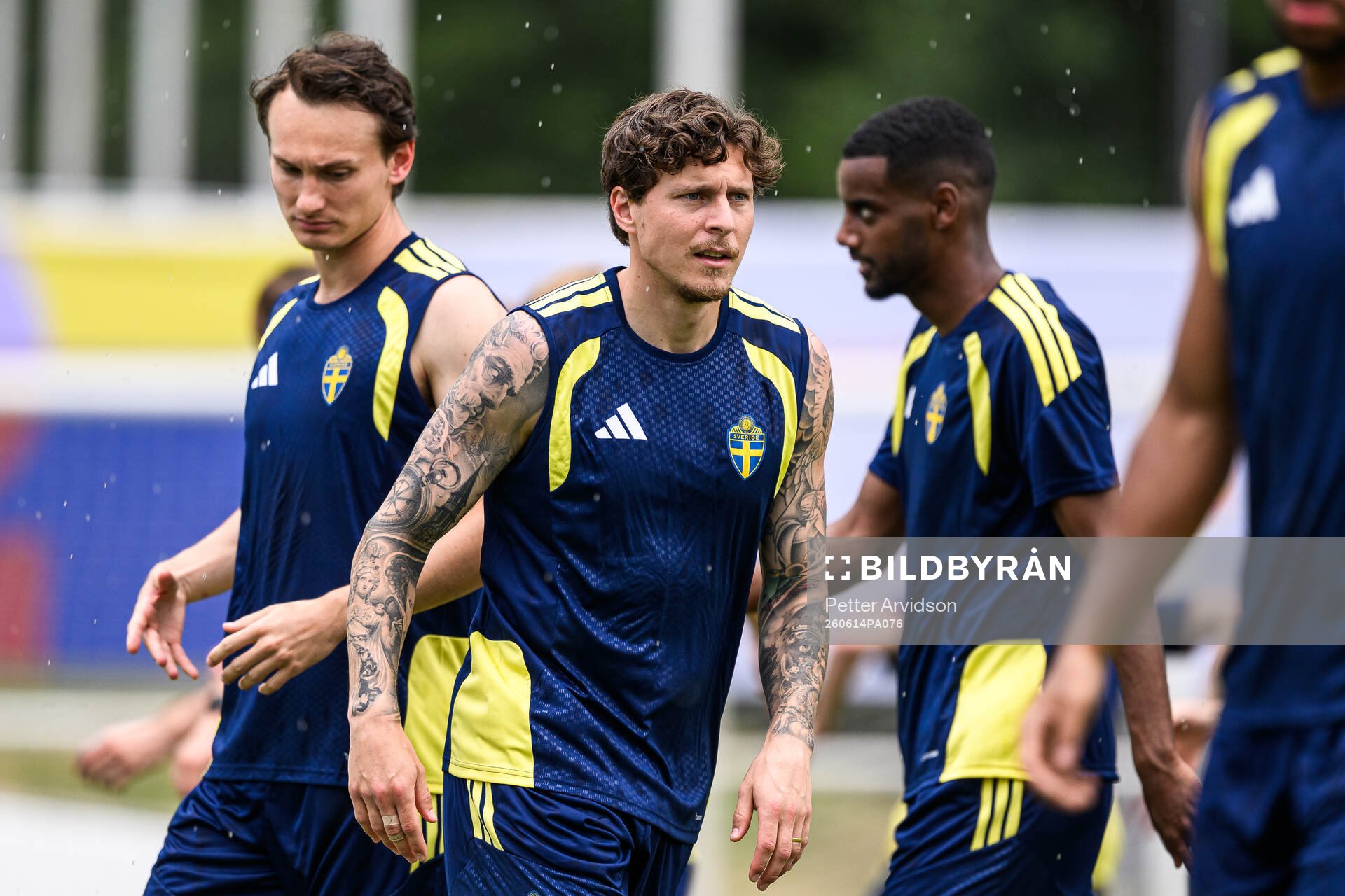 of the Swedish national football team at a training session