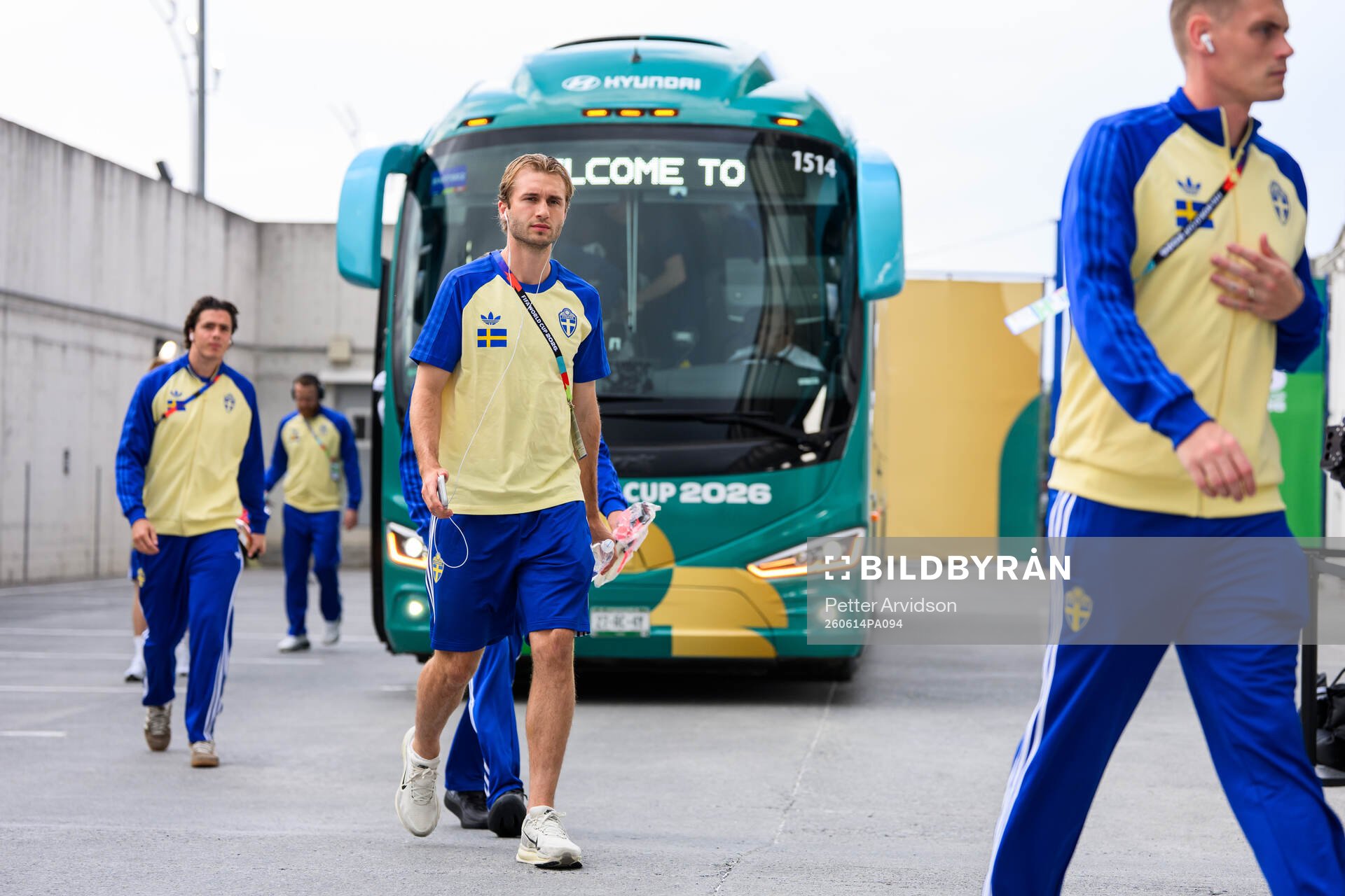 Benjamin Nygren of Sweden arrives at Estadio Monterrey