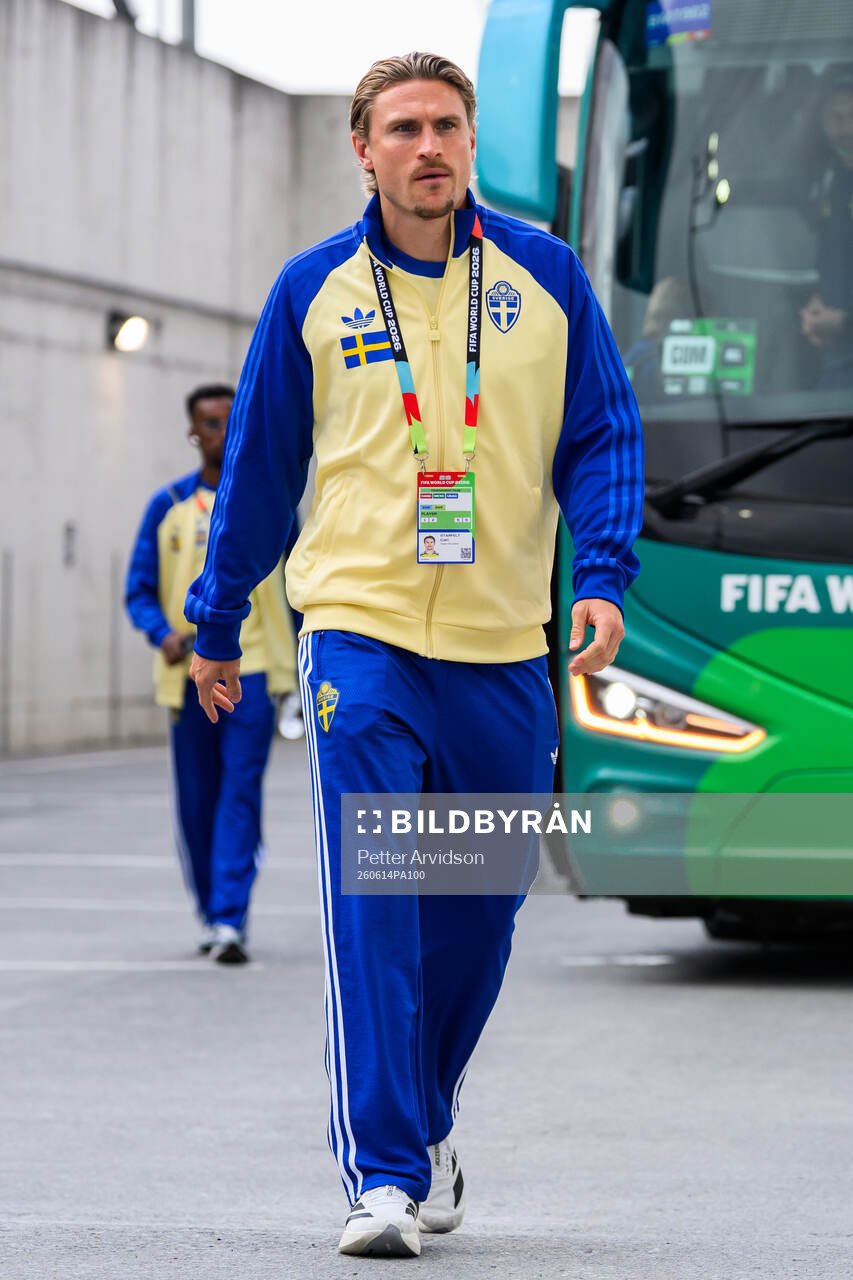 Carl Starfelt of Sweden arrives at Estadio Monterrey