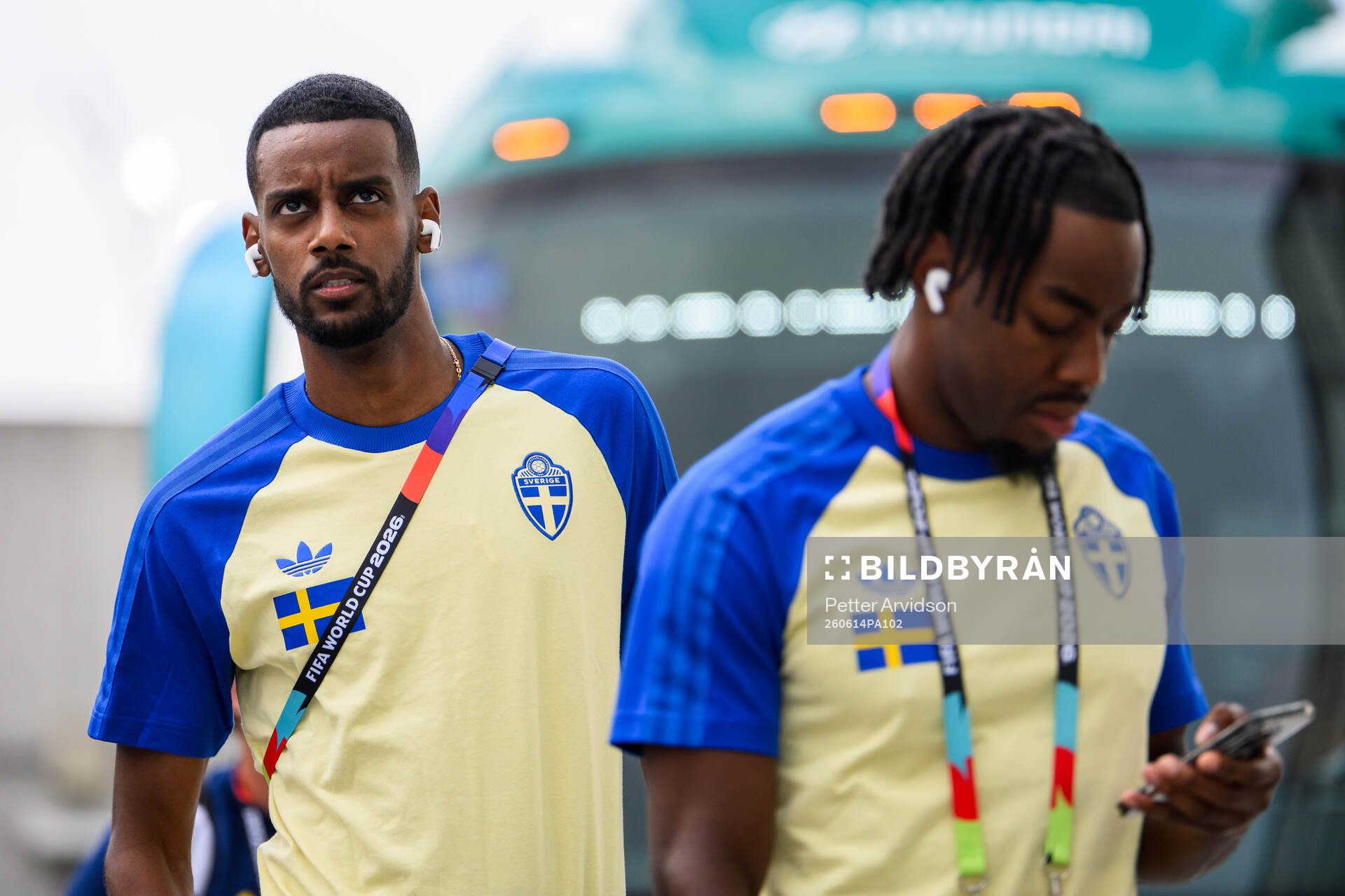 Alexander Isak of Sweden arrives at Estadio Monterrey