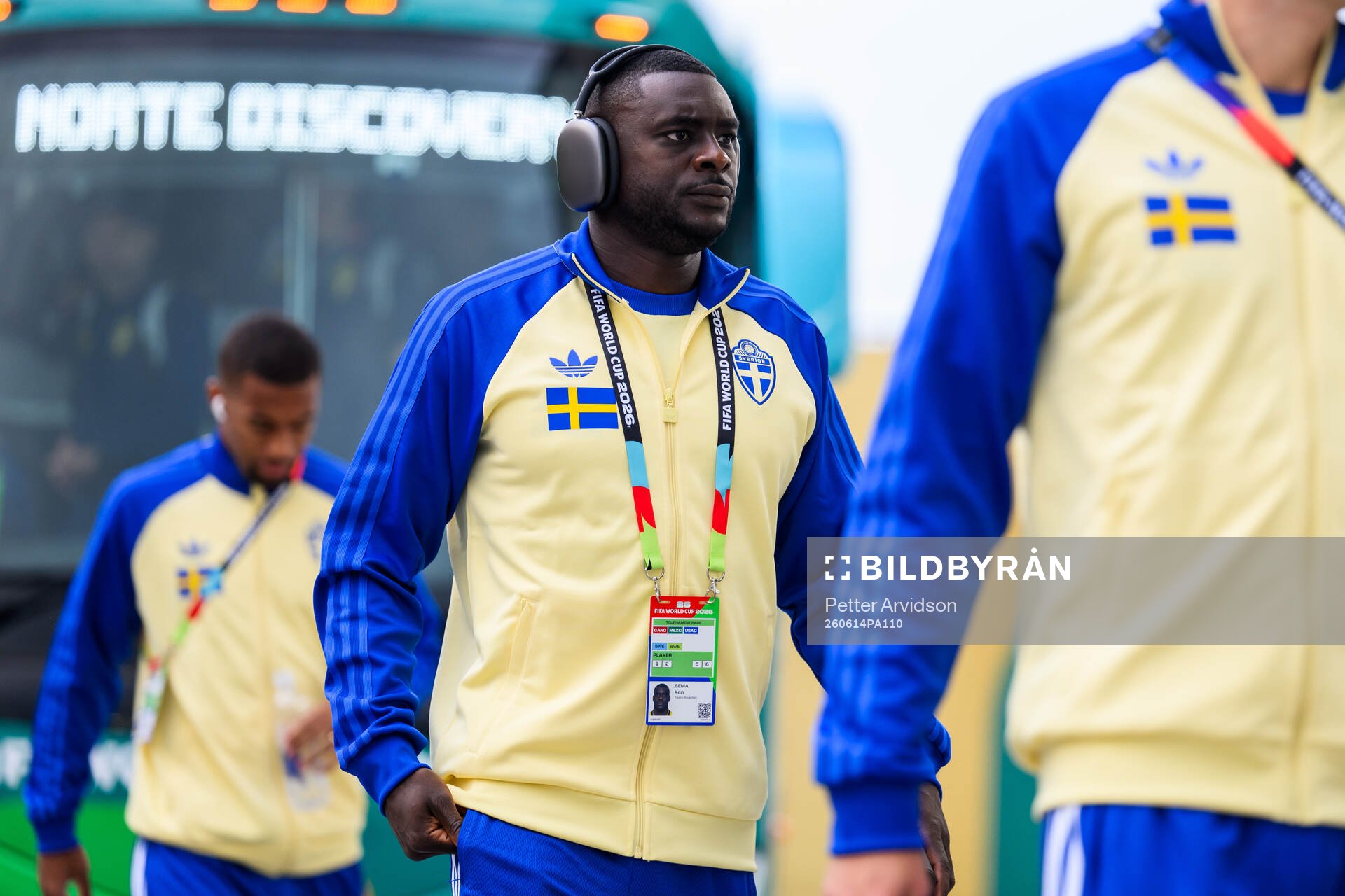 Ken Sema of Sweden arrives at Estadio Monterrey