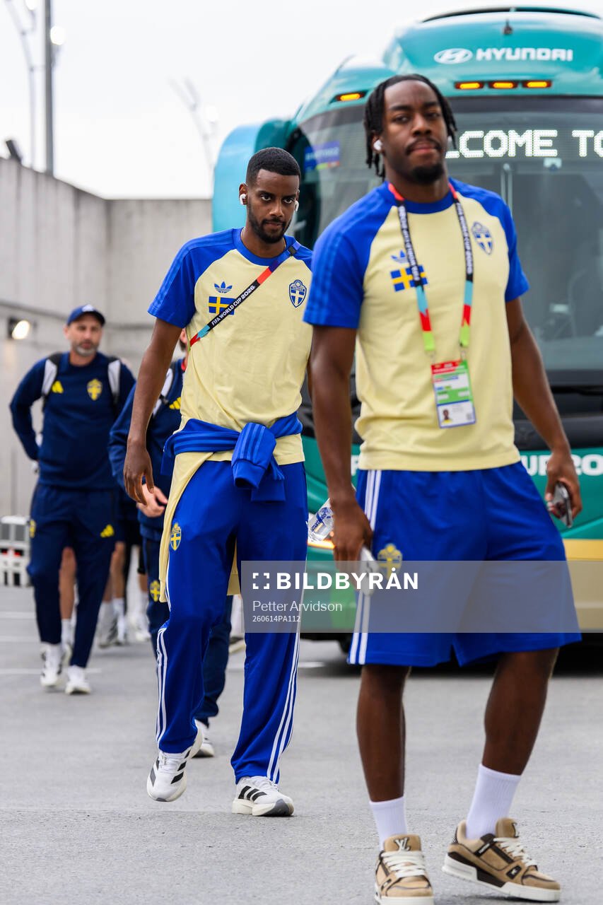 Alexander Isak of Sweden arrives at Estadio Monterrey