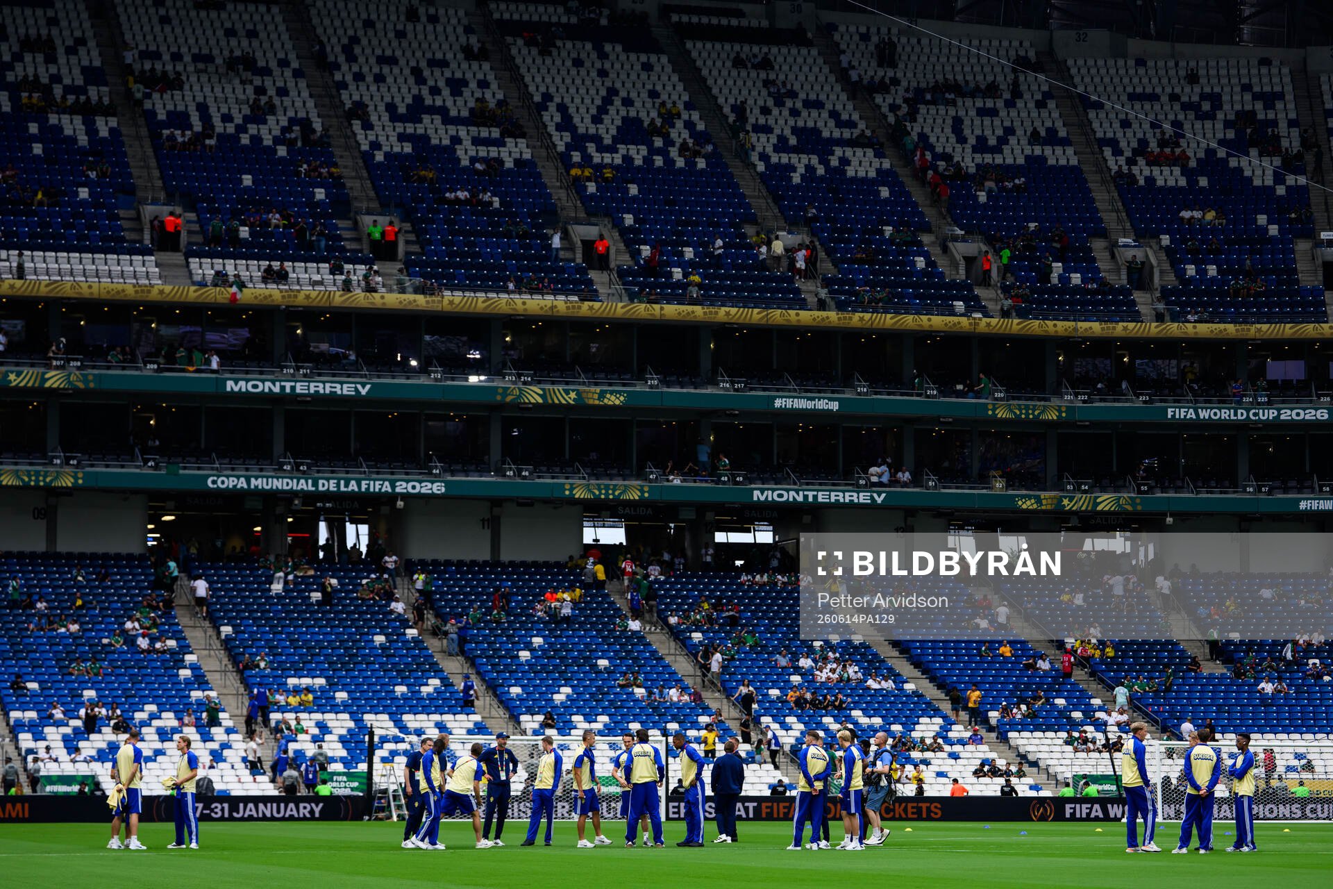 Players of Sweden at Estadio Monterrey