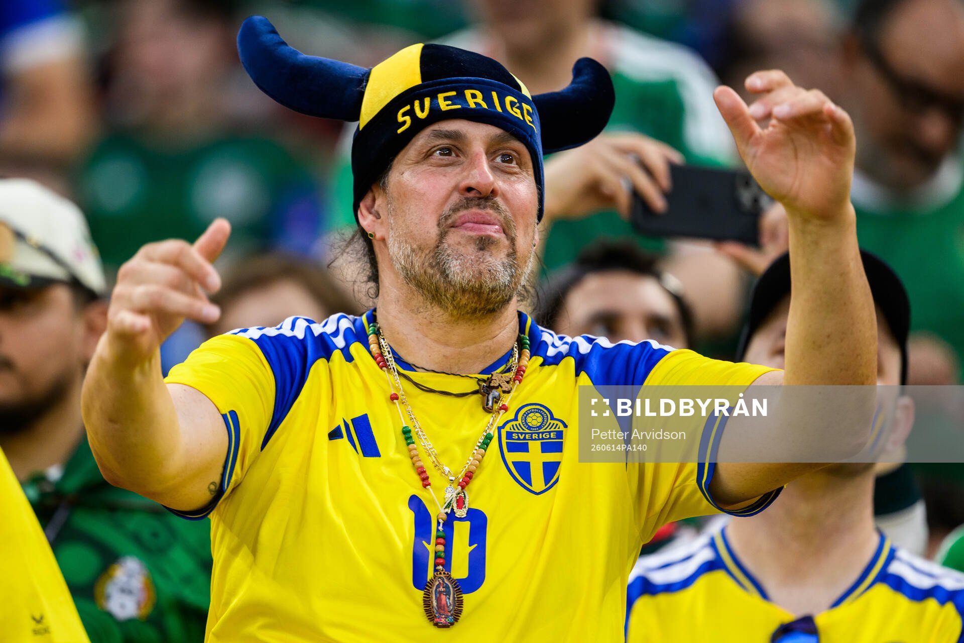 Swedish singer Dogge Doggelito in the stands