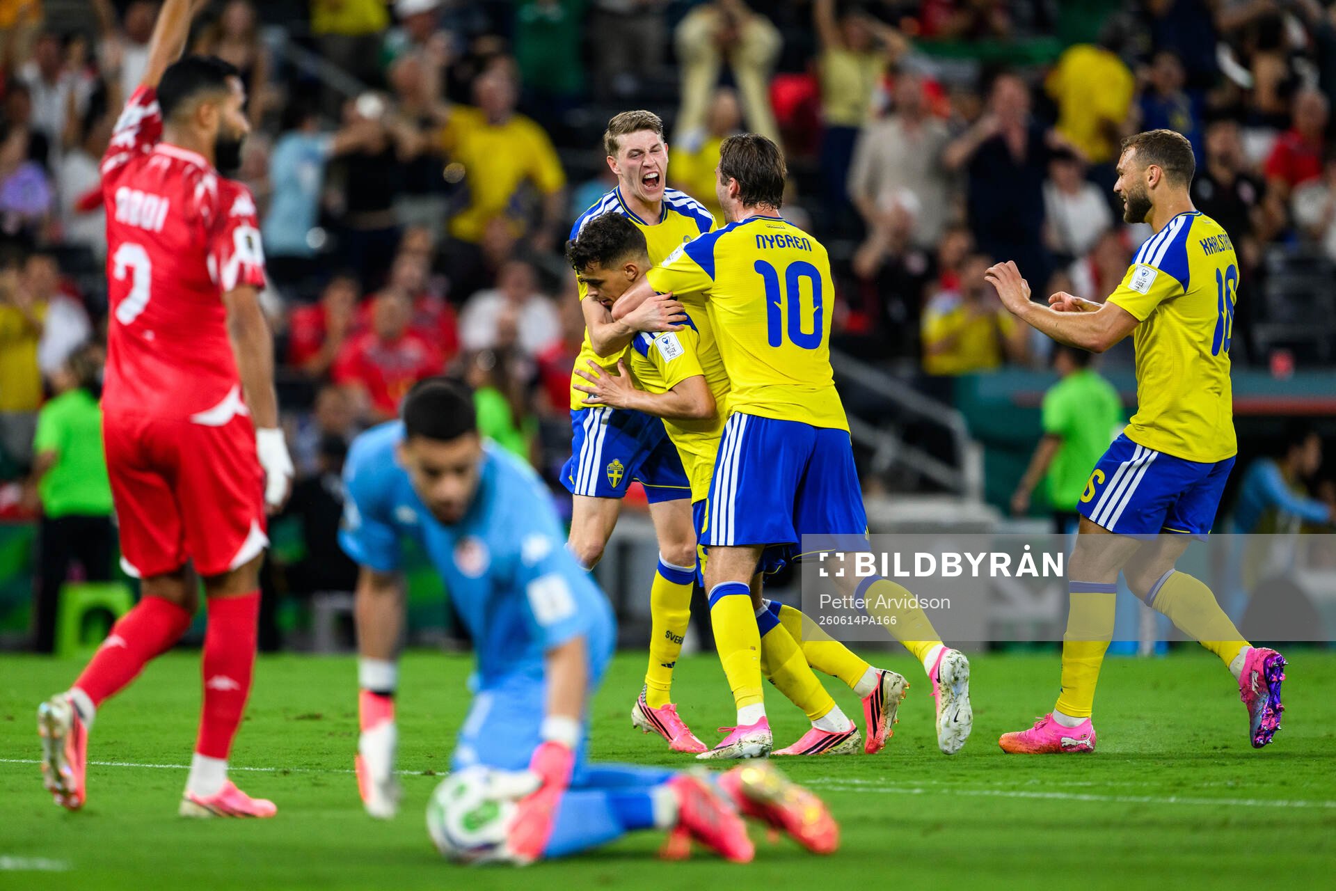 Alexander Bernhardsson and Yasin Ayari of Sweden celebrate