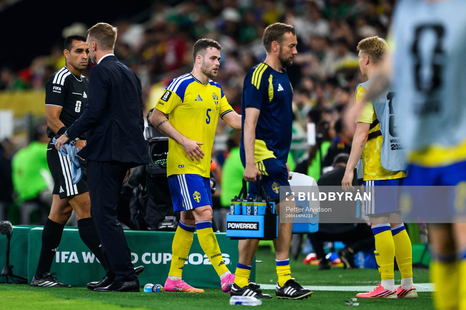 Gabriel Gudmundsson of Sweden leaves the pitch