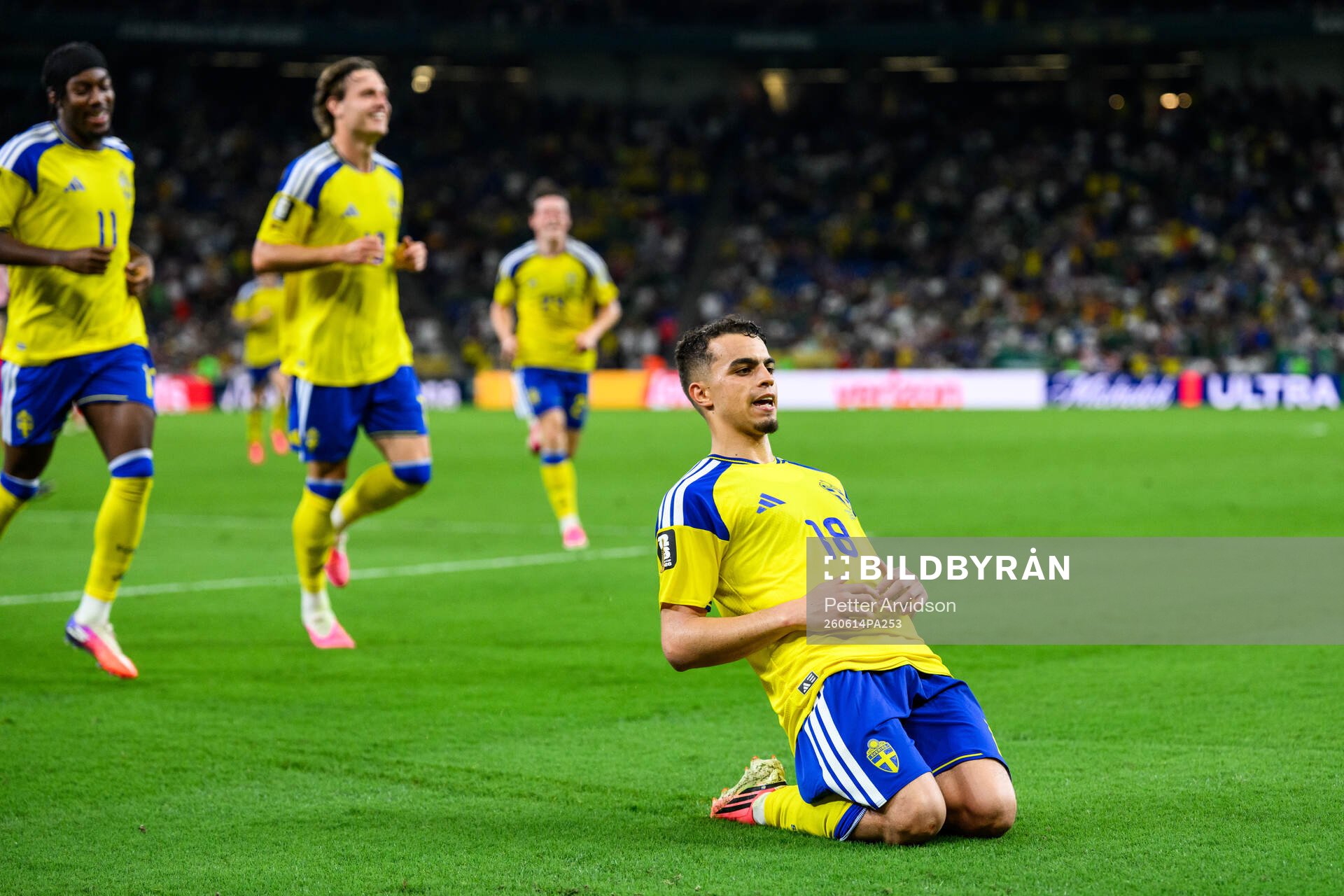 Yasin Ayari of Sweden celebrates