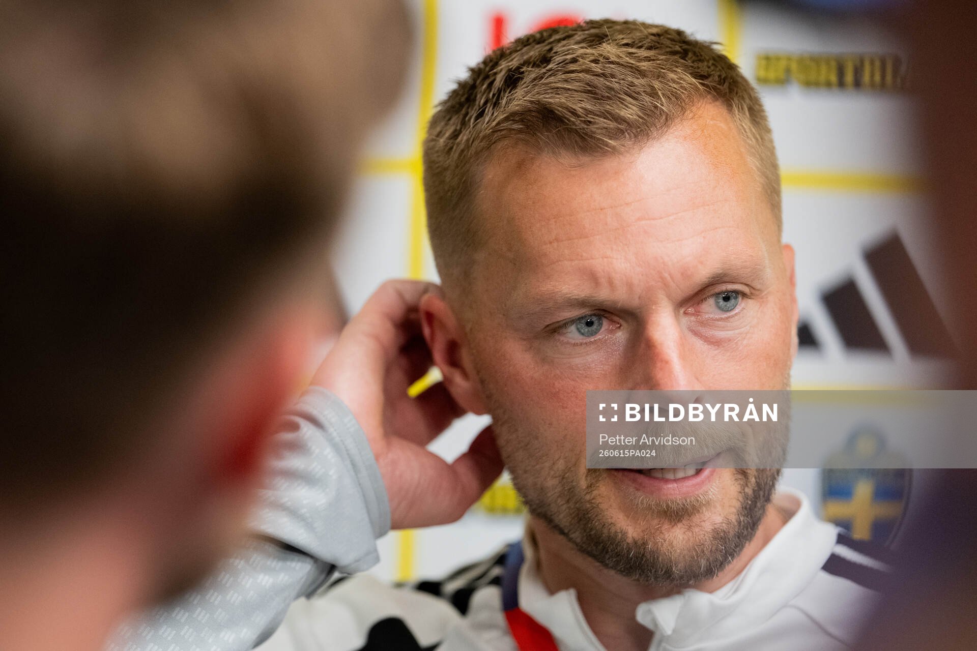 Assistant coach Sebastian Larsson of the Swedish men's