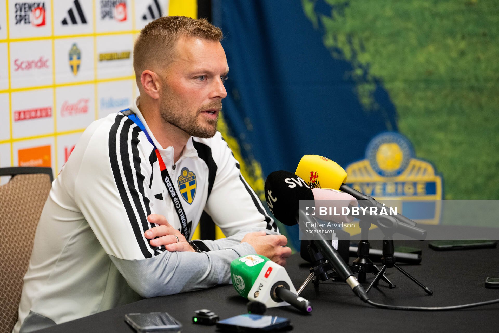 Assistant coach Sebastian Larsson of the Swedish men's