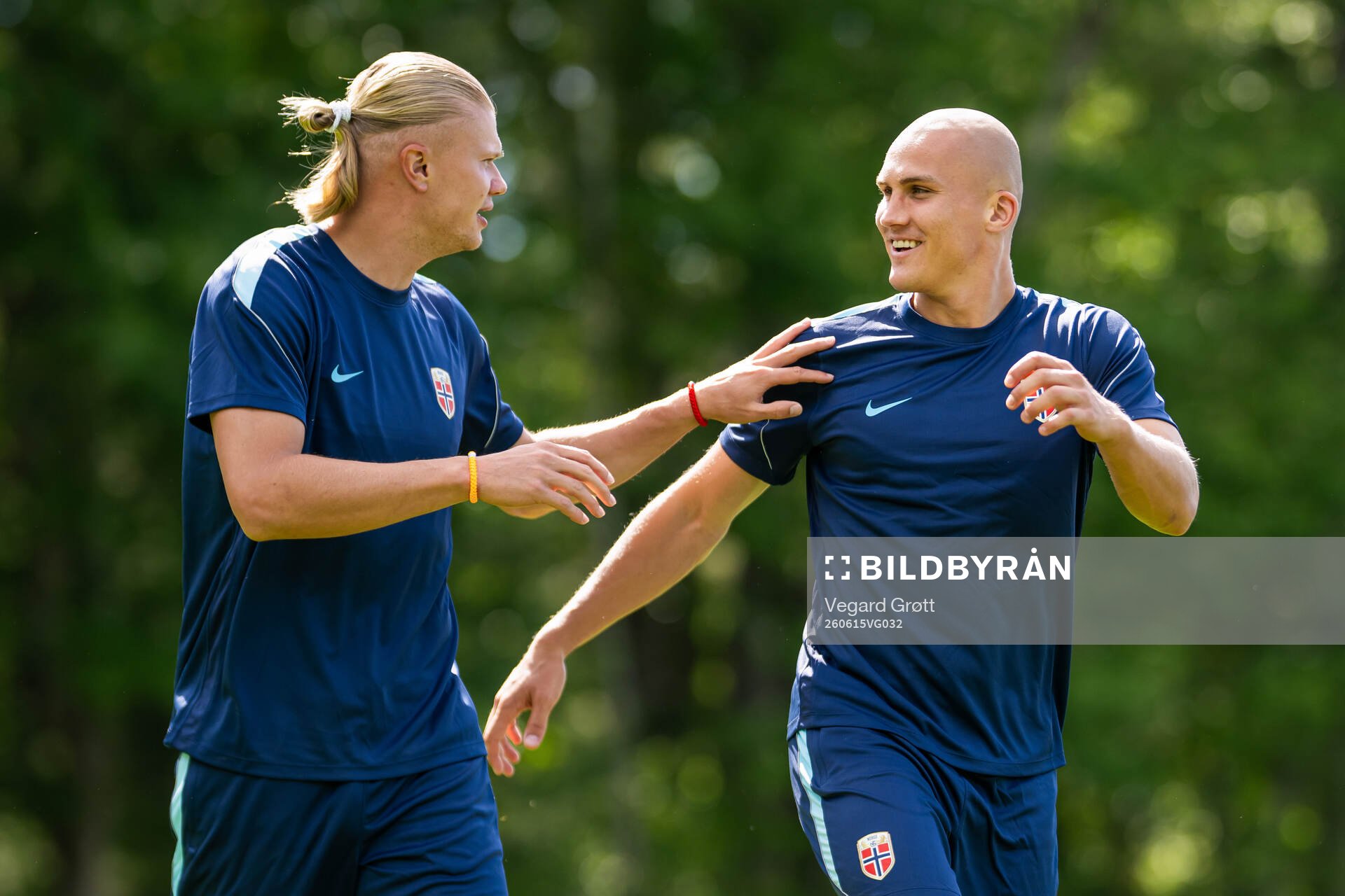 Erling Braut Haaland and Leo Østigård of the Norwegian