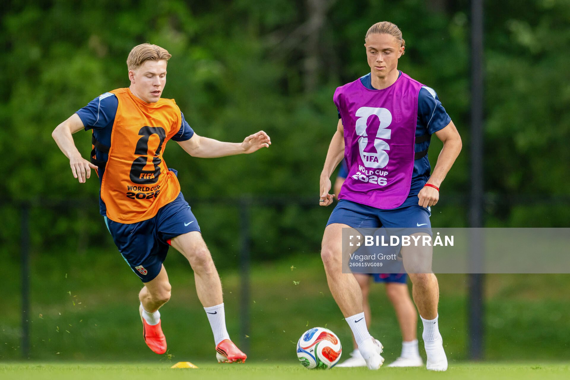 Jens Petter Hauge and Thelo Aasgaard of the Norwegian